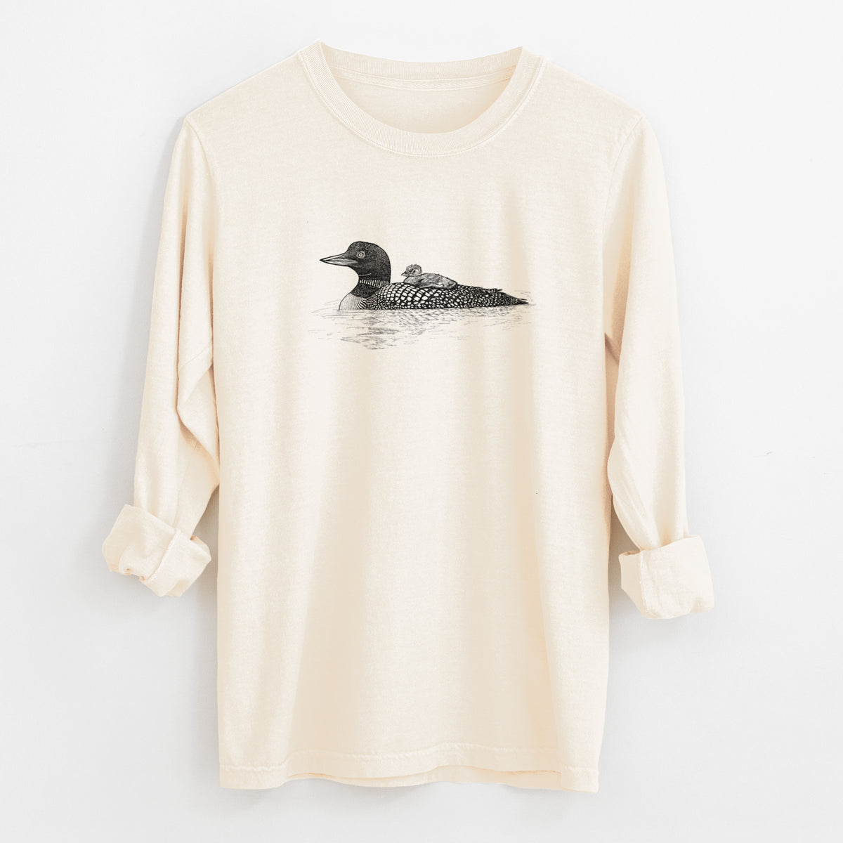 Common Loon with Chick - Gavia immer - Unisex Comfort Colors 100% Cotton Long Sleeve