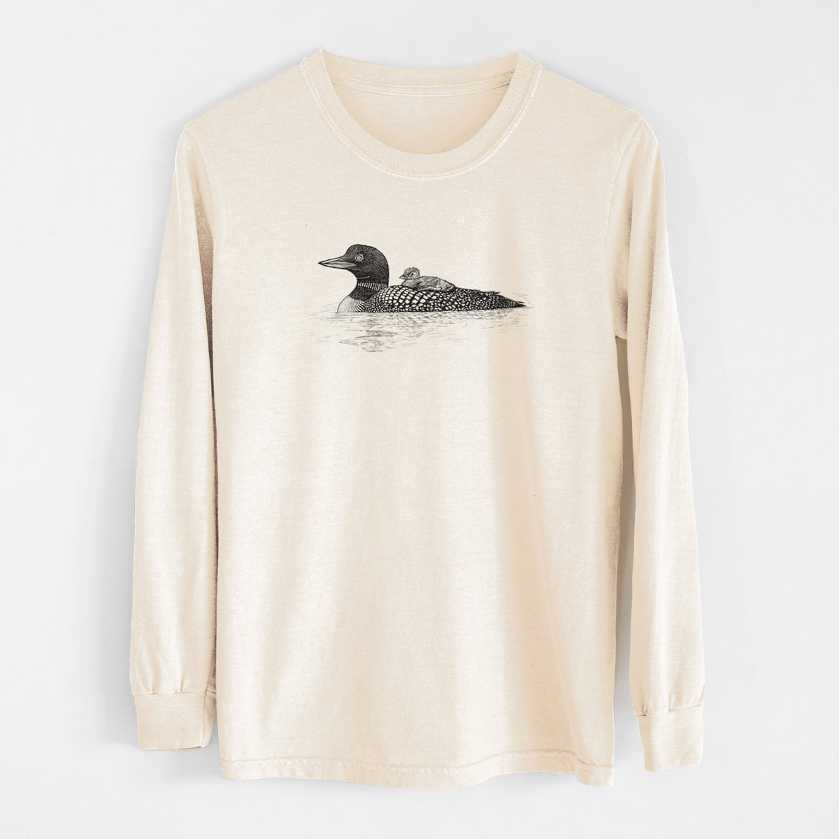 Common Loon with Chick - Gavia immer - Unisex Comfort Colors 100% Cotton Long Sleeve