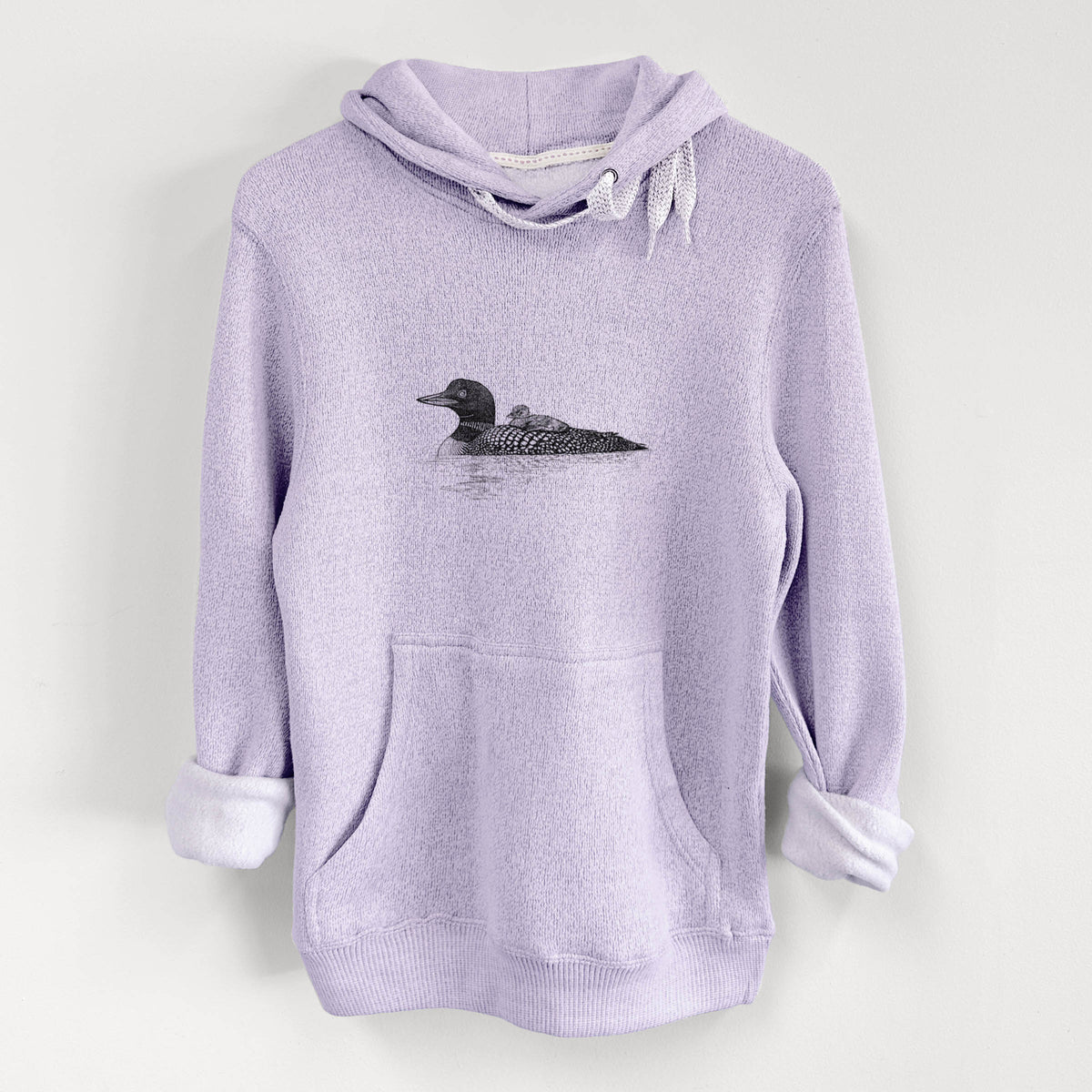 Common Loon with Chick - Gavia immer - Knit Hoodie