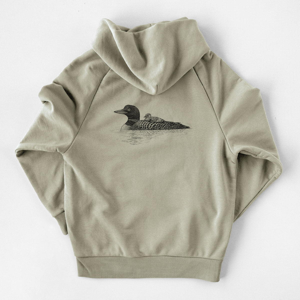 Common Loon with Chick - Gavia immer - UltraLuxe Heavyweight French Terry Hoodie