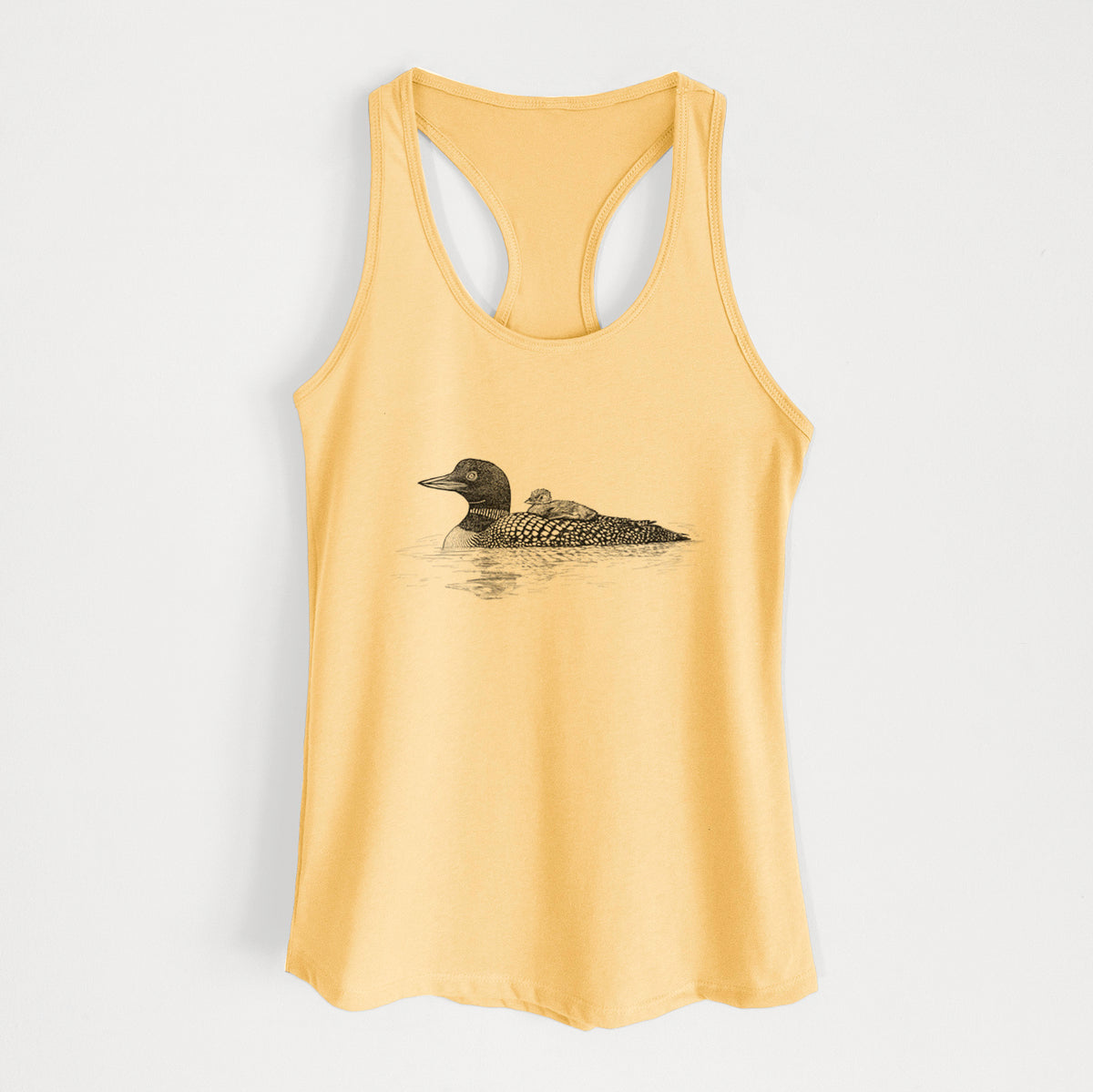 Common Loon with Chick - Gavia immer - Women&#39;s Racerback Tanktop