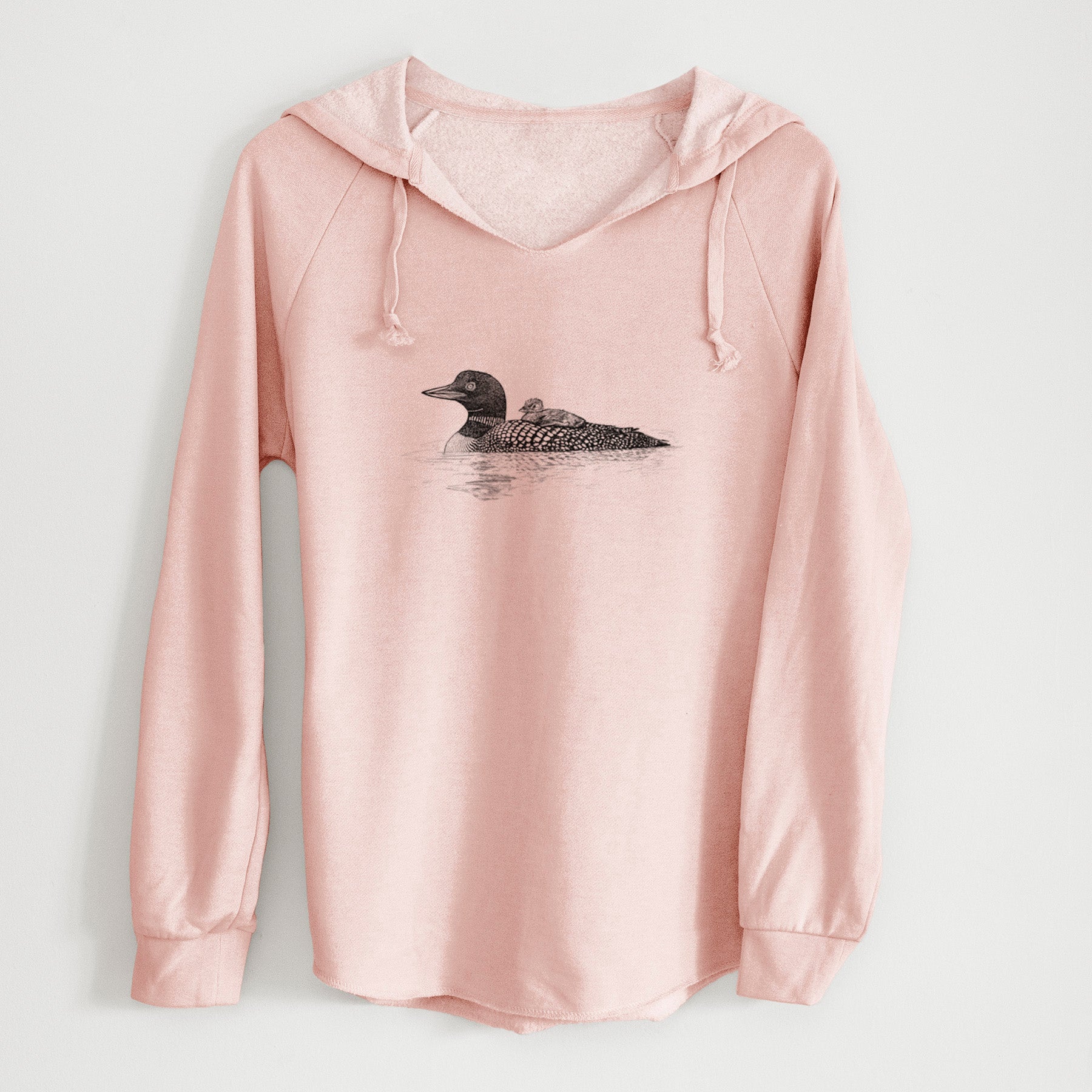 Common Loon with Chick - Gavia immer - Cali Wave Hooded Sweatshirt