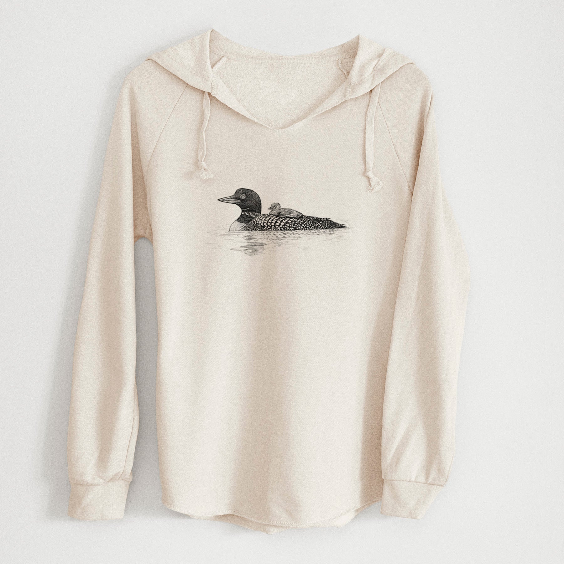 Common Loon with Chick - Gavia immer - Cali Wave Hooded Sweatshirt