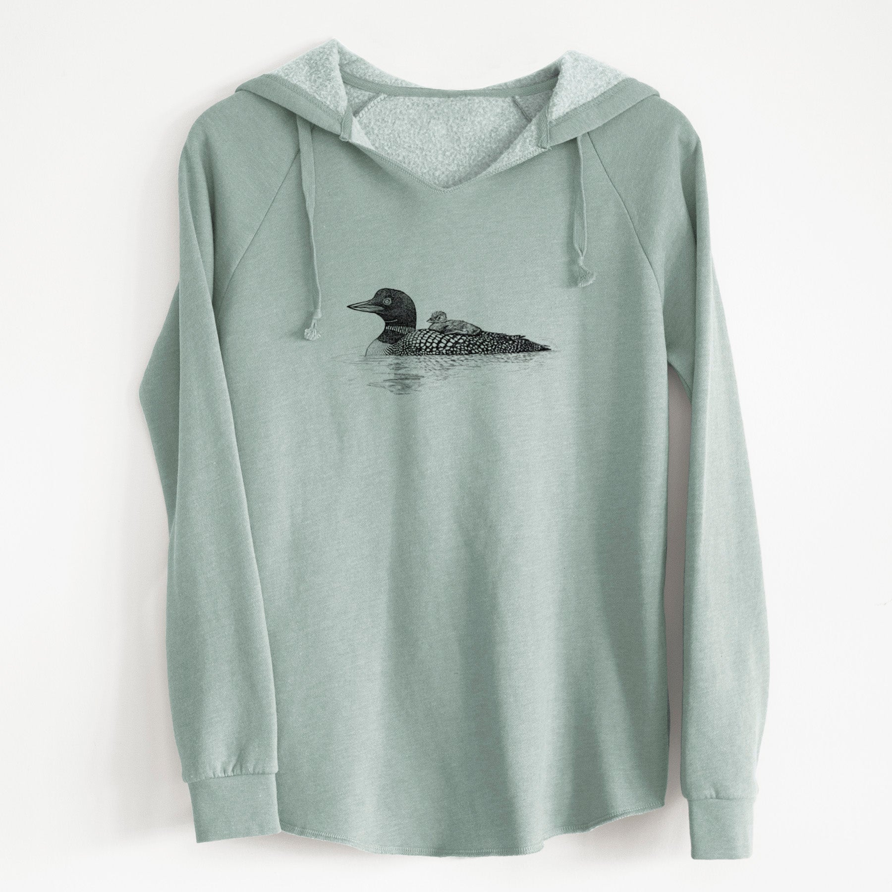 Common Loon with Chick - Gavia immer - Cali Wave Hooded Sweatshirt