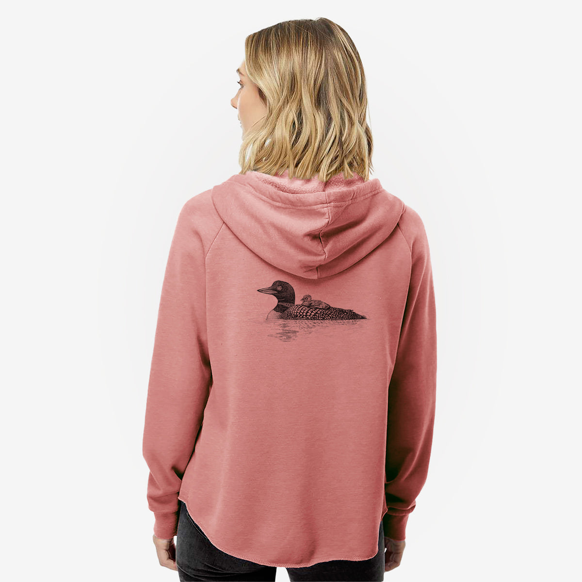 Common Loon with Chick - Gavia immer - Women&#39;s Cali Wave Zip-Up Sweatshirt