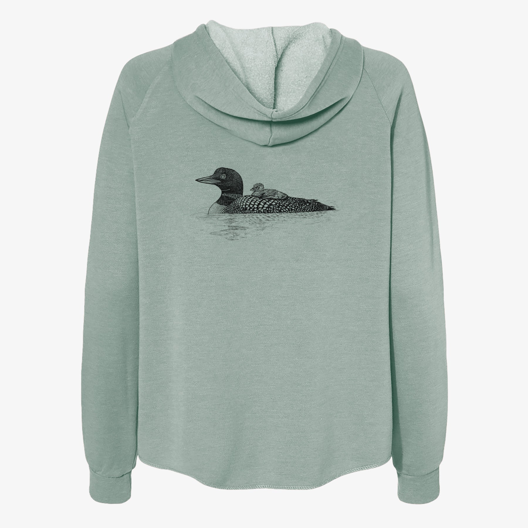 Common Loon with Chick - Gavia immer - Women's Cali Wave Zip-Up Sweatshirt