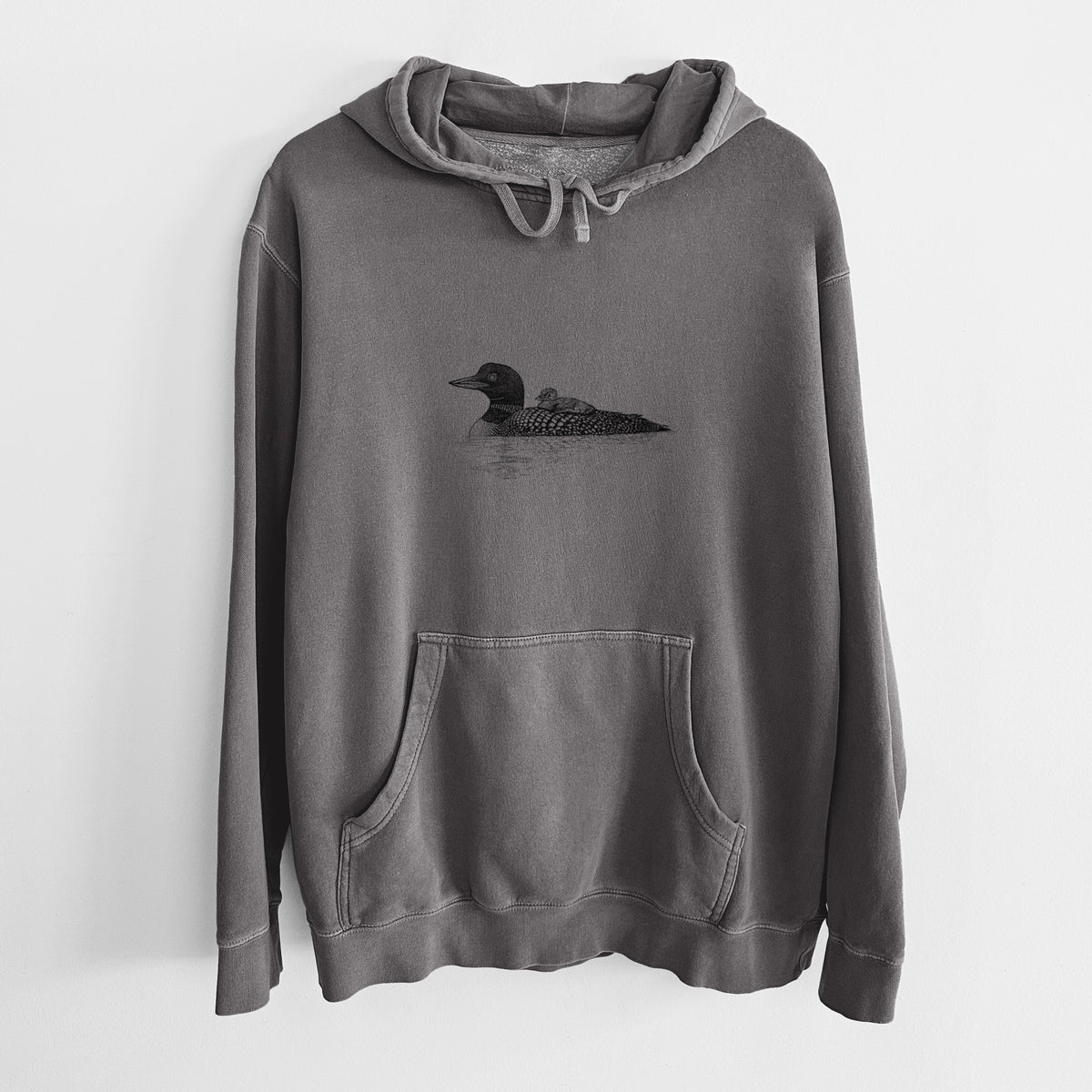 Common Loon with Chick - Gavia immer - Unisex Pigment Dyed Hoodie