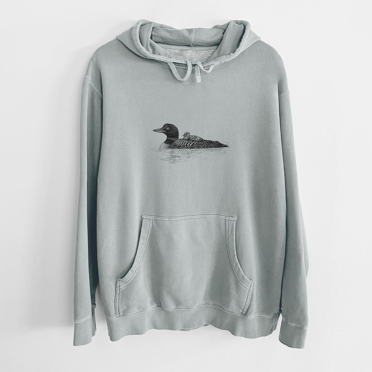 Common Loon with Chick - Gavia immer - Unisex Pigment Dyed Hoodie