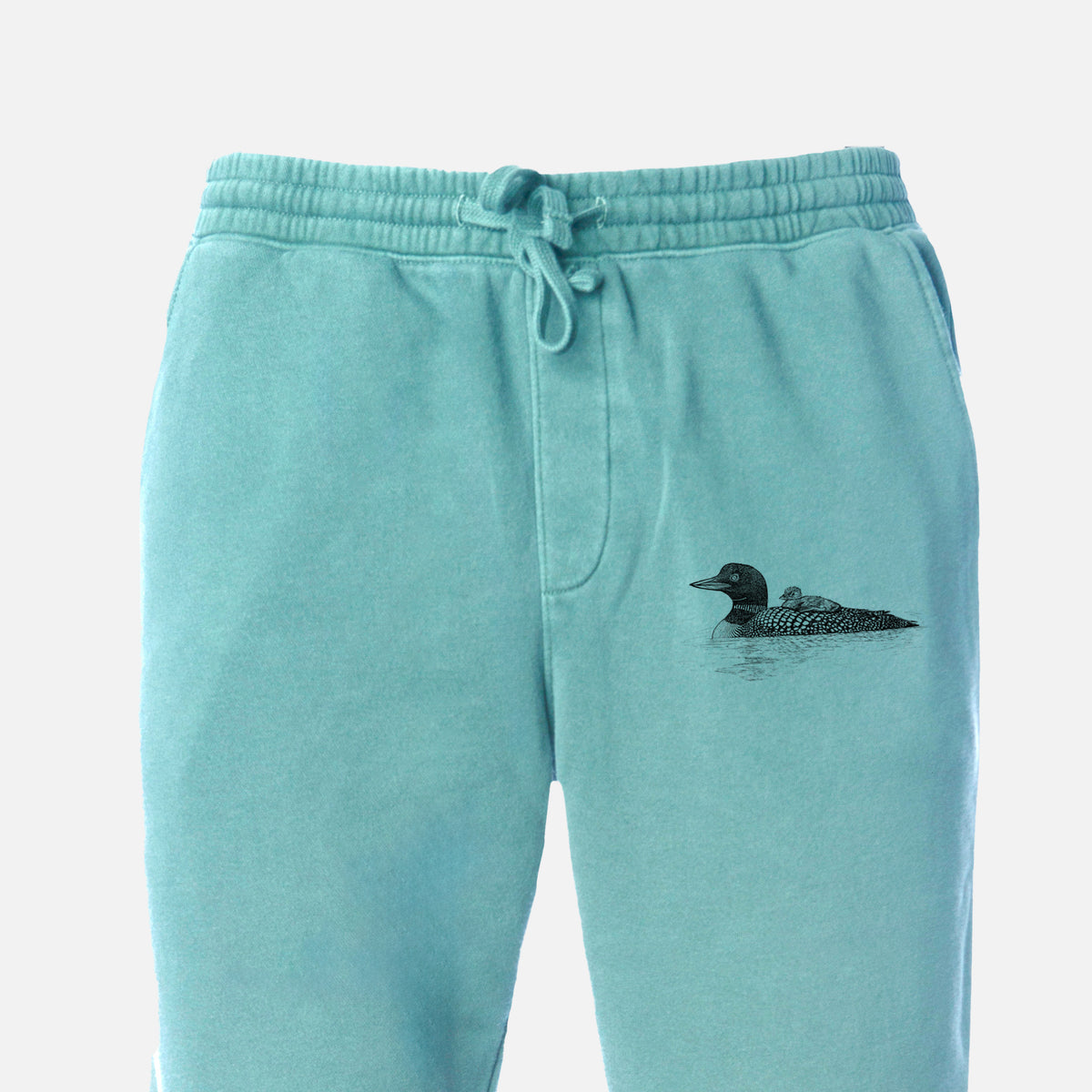 Common Loon with Chick - Gavia immer - Unisex Pigment Dyed Sweatpants