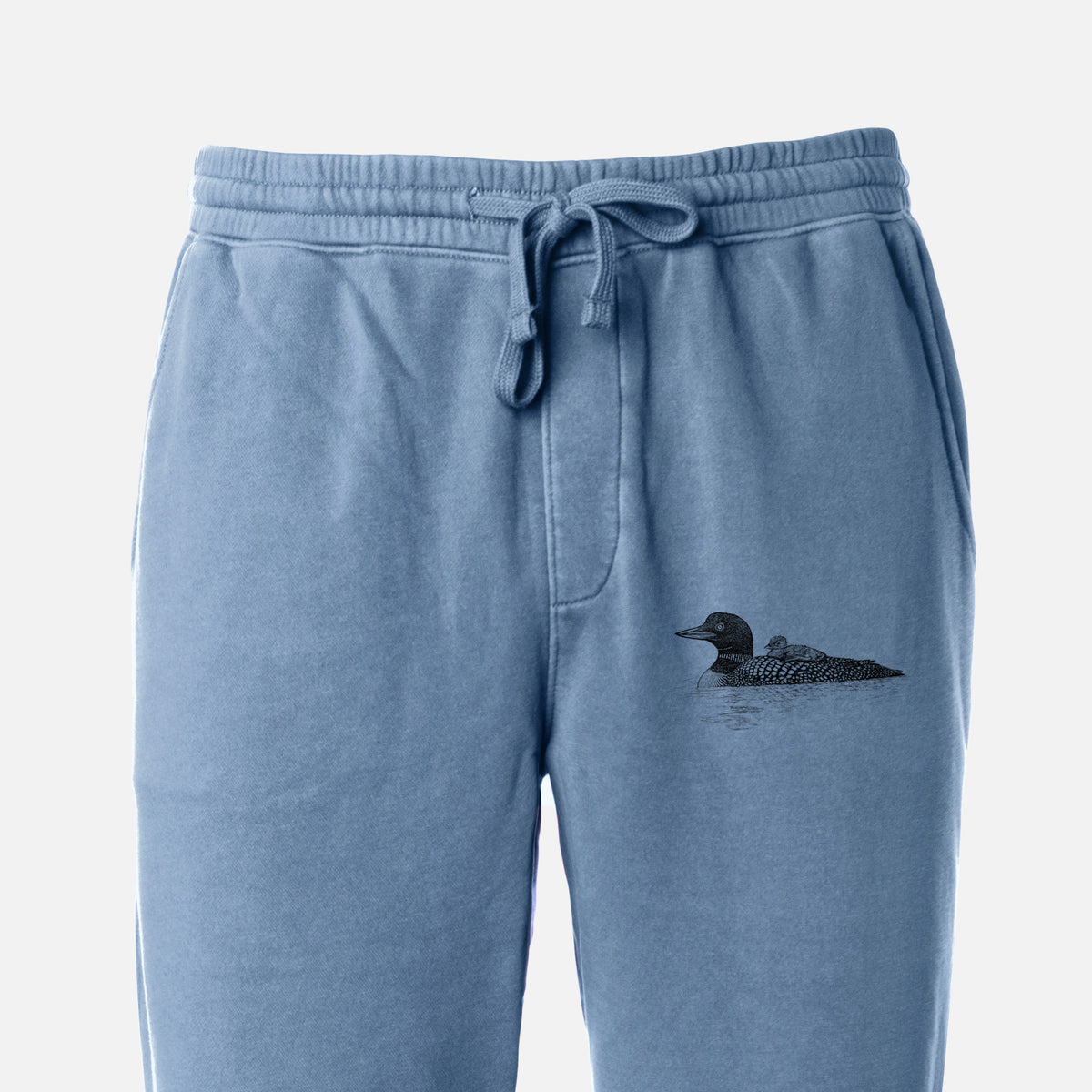 Common Loon with Chick - Gavia immer - Unisex Pigment Dyed Sweatpants