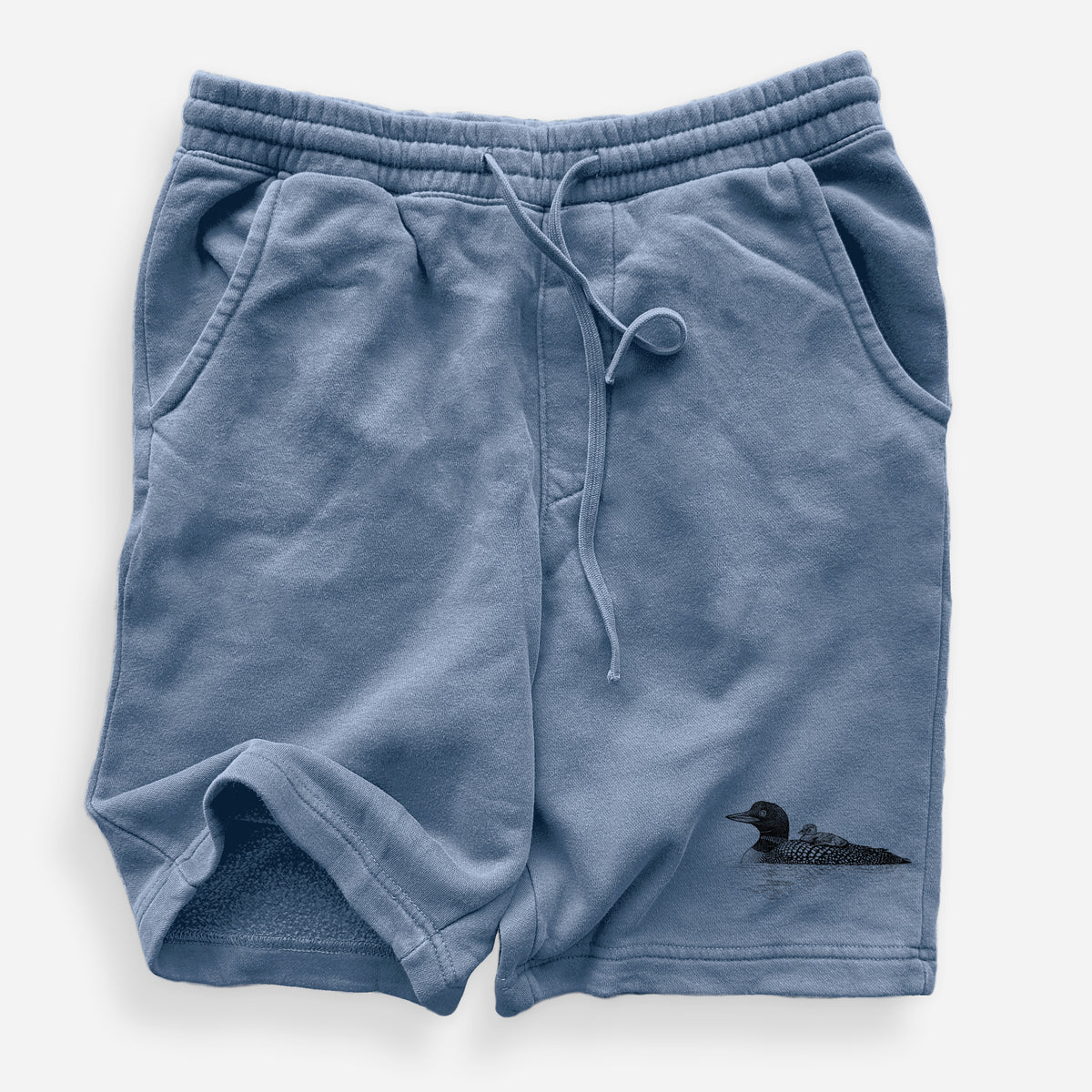 Common Loon with Chick - Gavia immer - Unisex Pigment Dyed Shorts