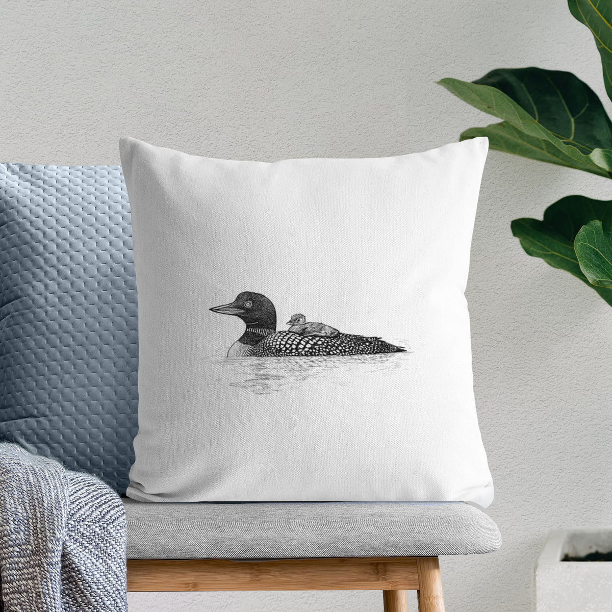 Common Loon with Chick - Gavia immer - Throw Pillow Cover