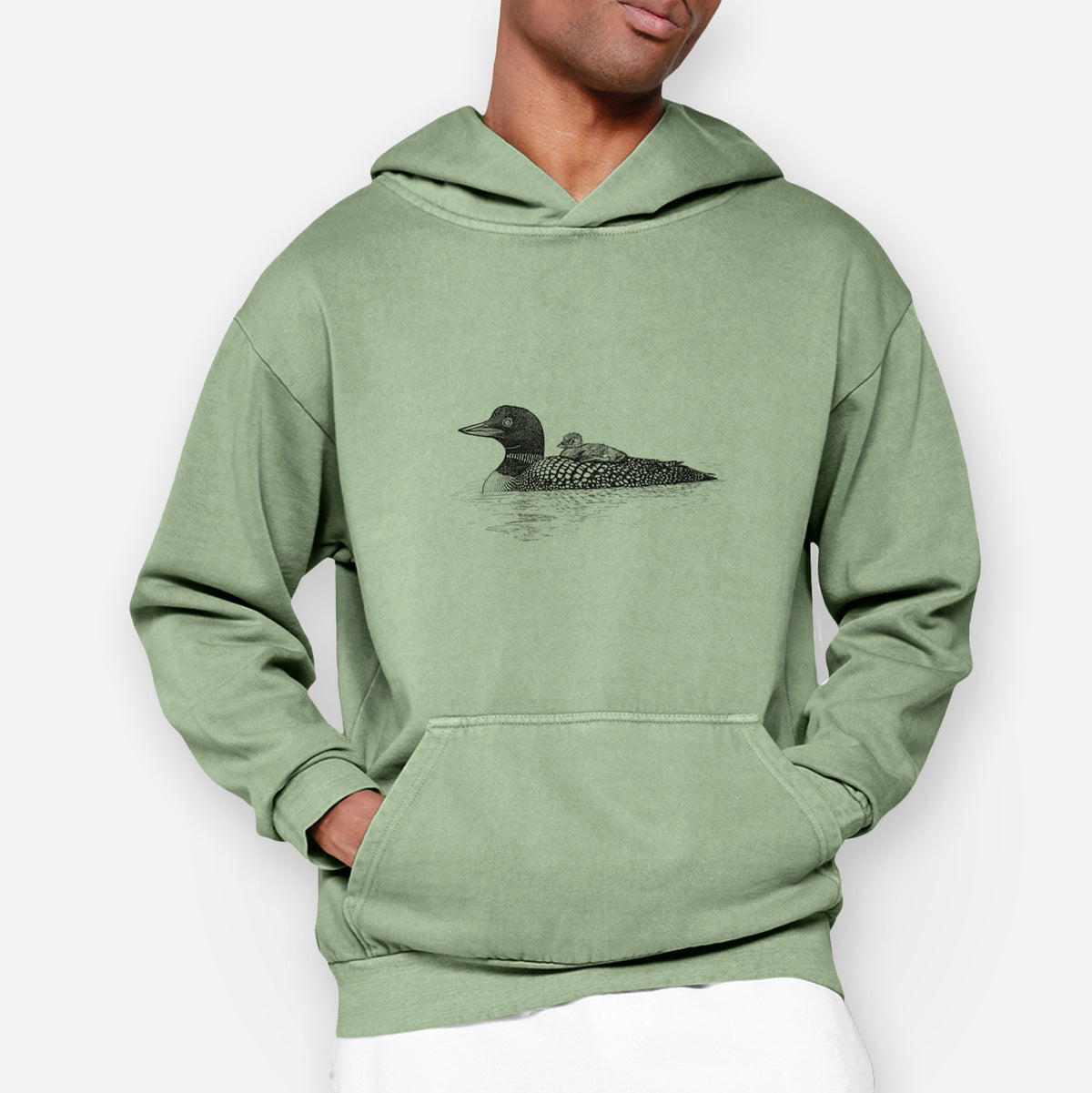 Common Loon with Chick - Gavia immer  - Urban Heavyweight Hoodie