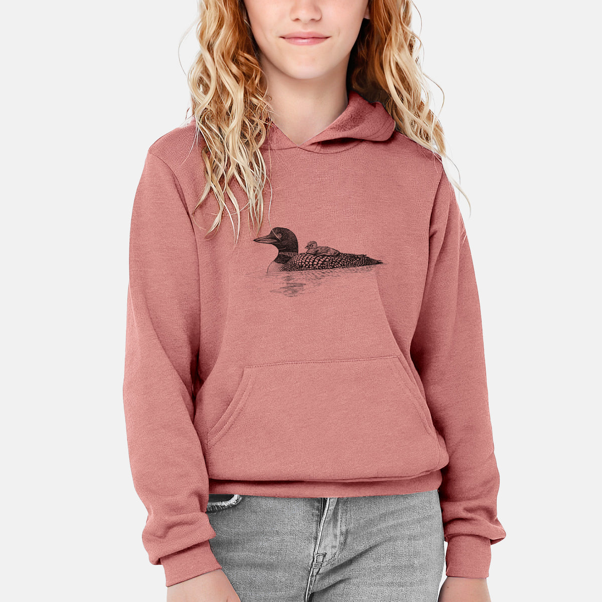 Common Loon with Chick - Gavia immer - Youth Hoodie Sweatshirt