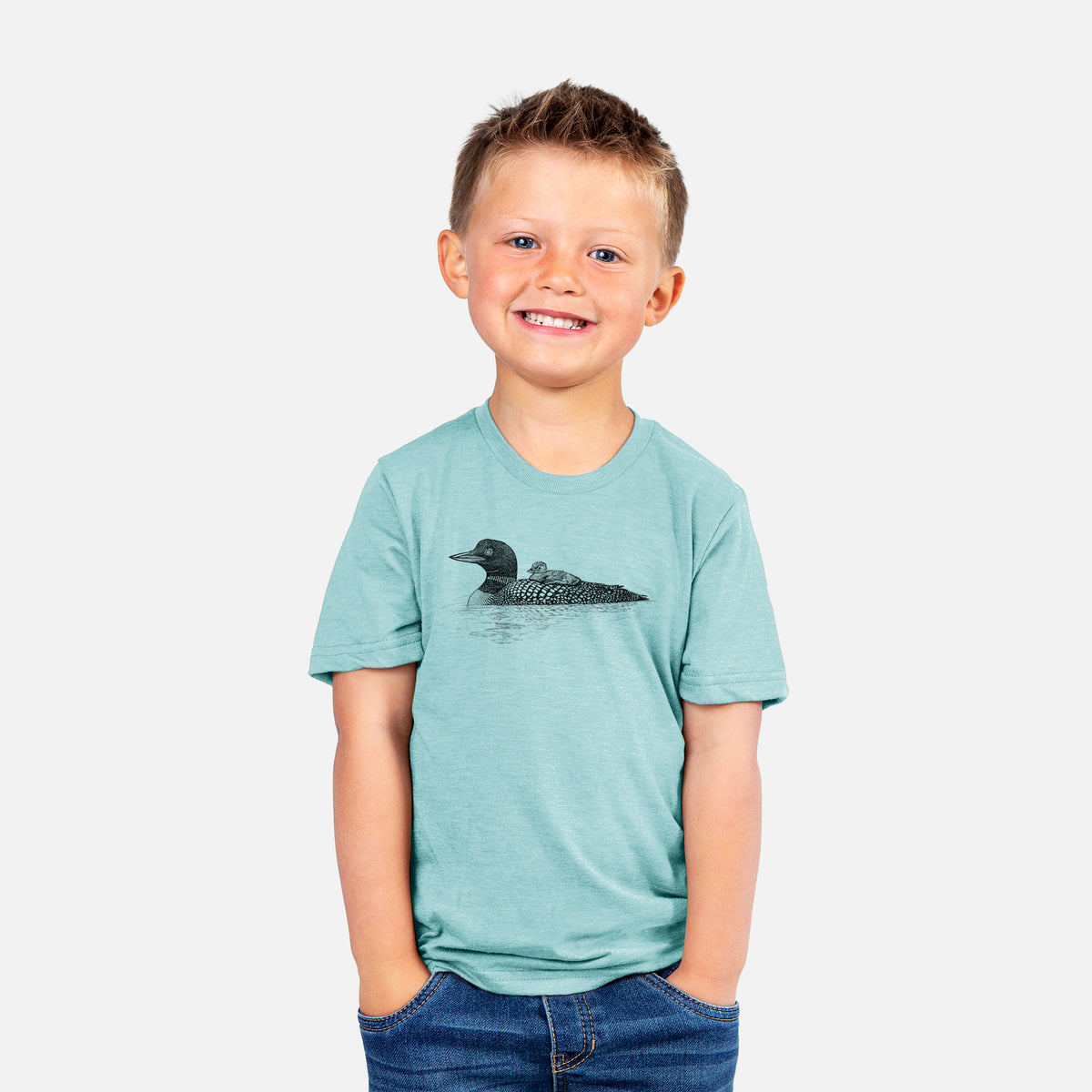 Common Loon with Chick - Gavia immer - Youth Shirt