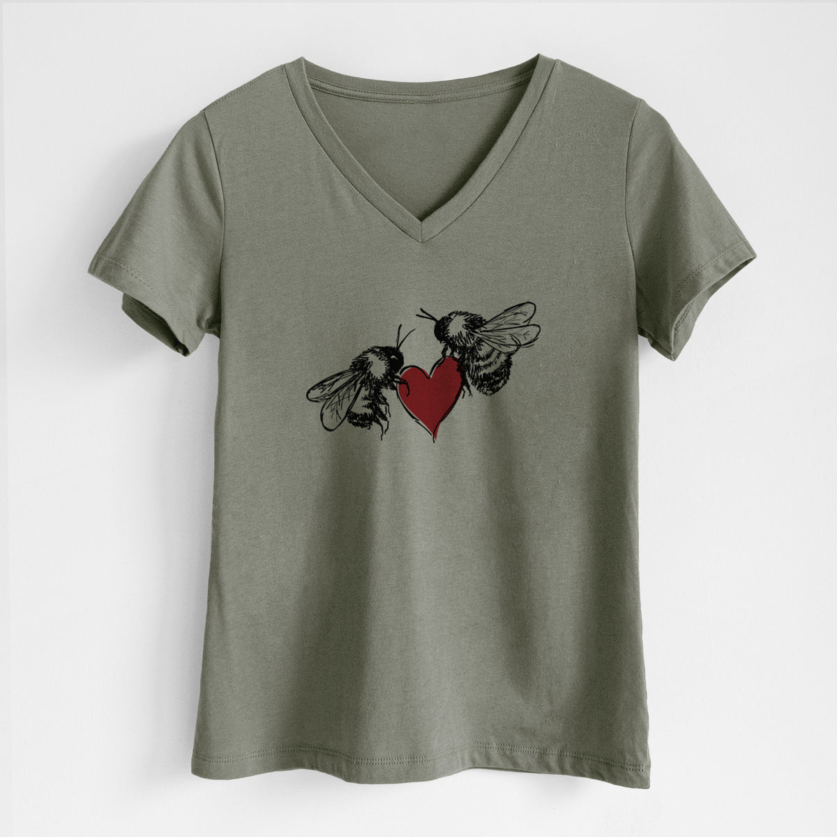 Love Bees - Women&#39;s Lightweight Relaxed Fit 100% Cotton V-neck