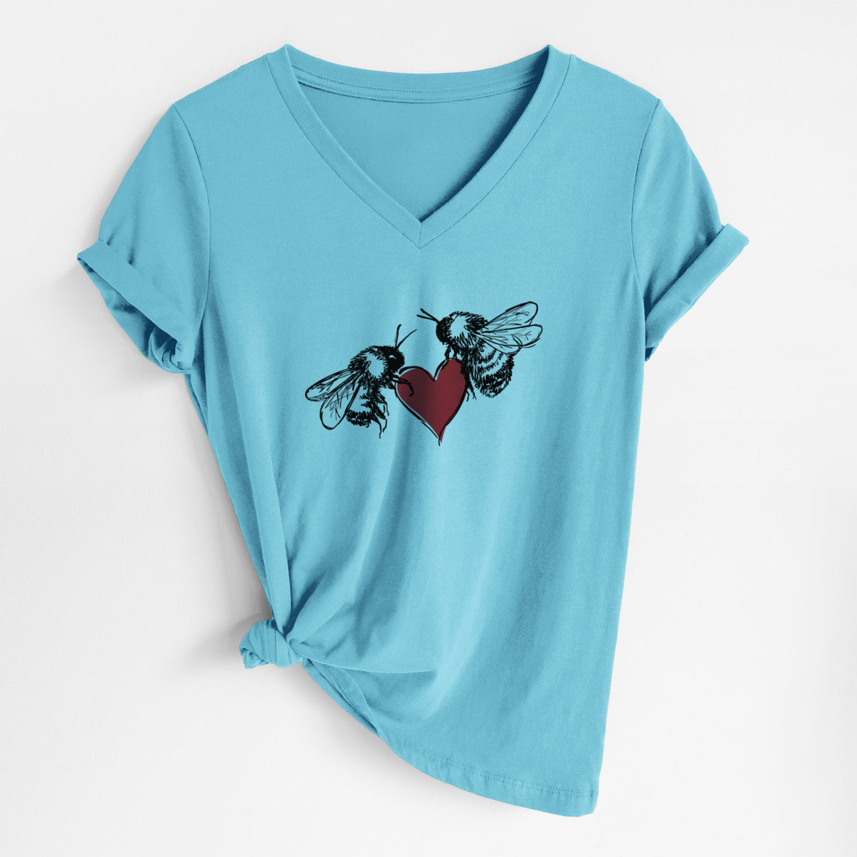Love Bees - Women&#39;s Lightweight Relaxed Fit 100% Cotton V-neck