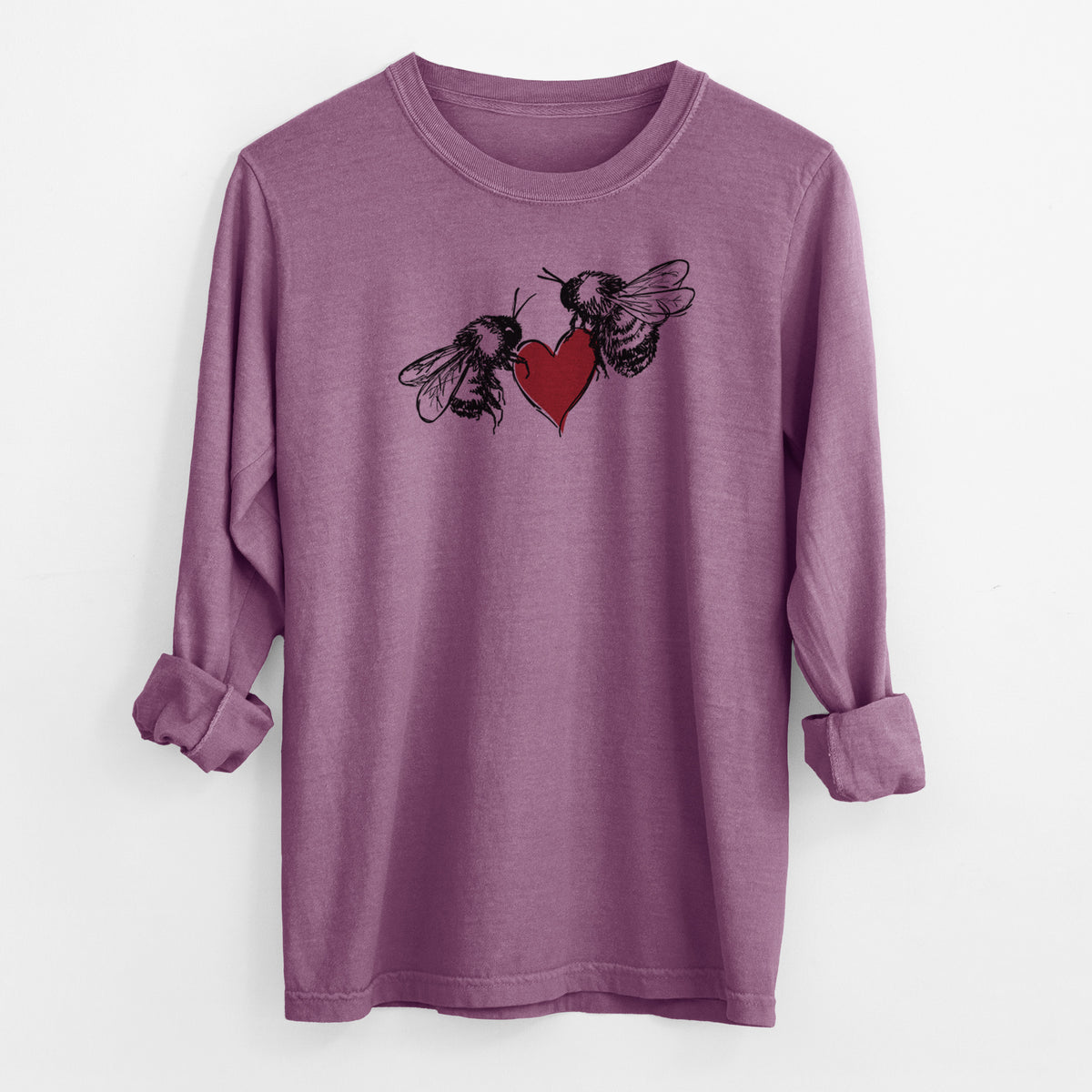 Love Bees - Men&#39;s Heavyweight 100% Cotton Long Sleeve