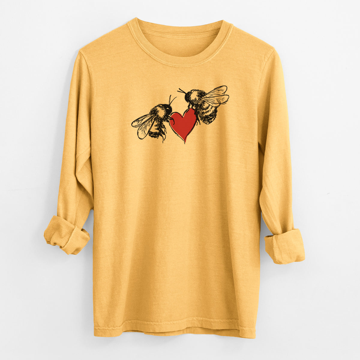 Love Bees - Men&#39;s Heavyweight 100% Cotton Long Sleeve