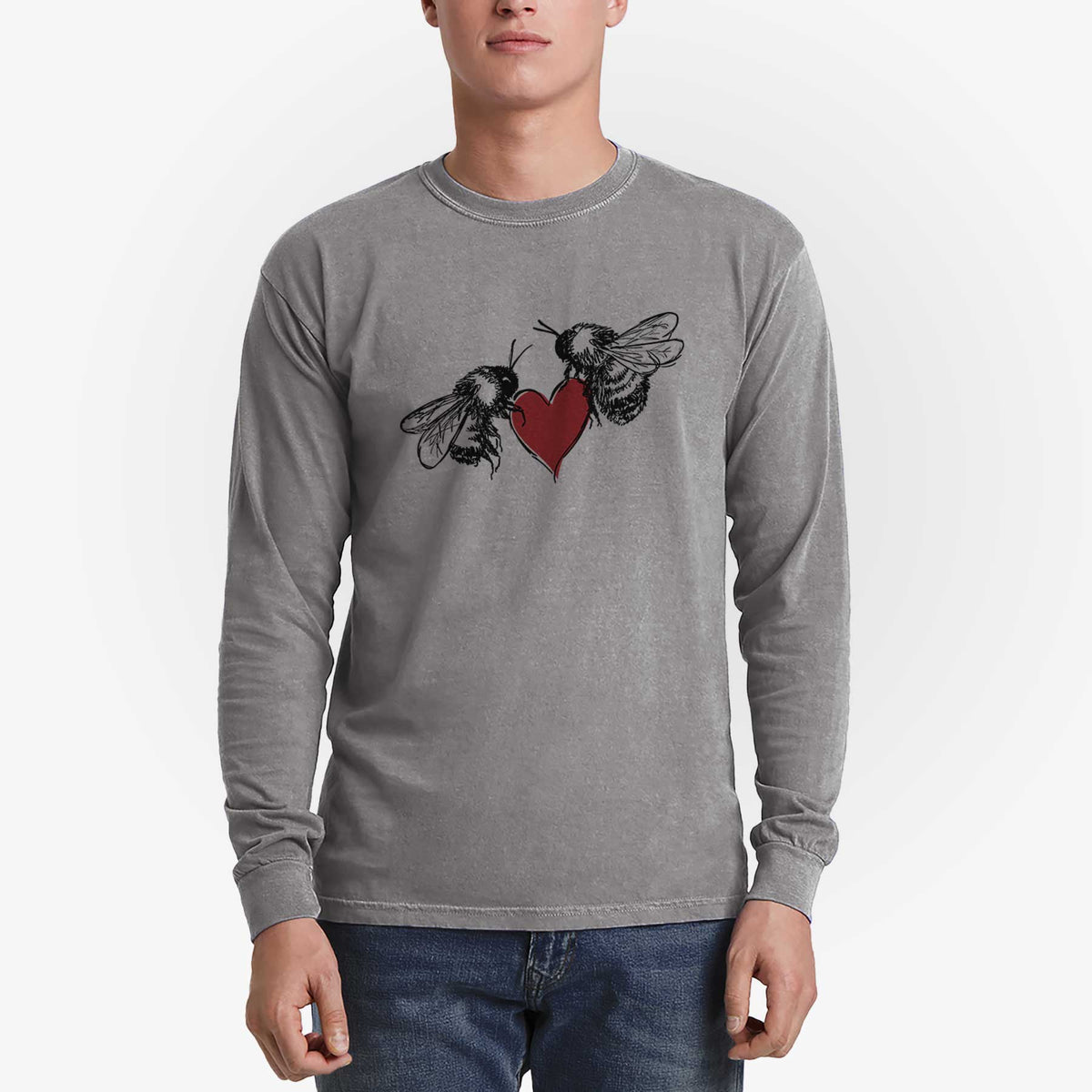 Love Bees - Men&#39;s Heavyweight 100% Cotton Long Sleeve