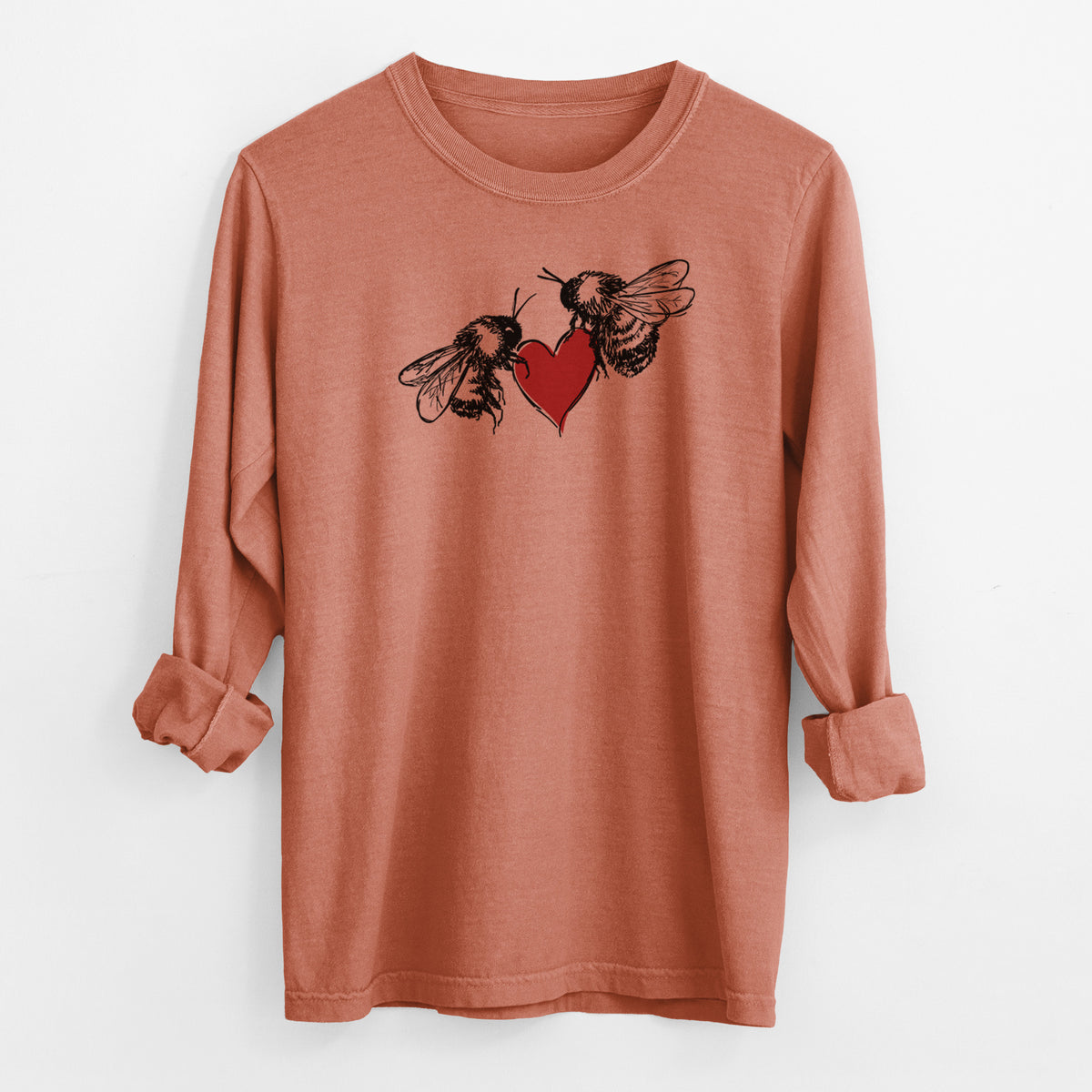 Love Bees - Men&#39;s Heavyweight 100% Cotton Long Sleeve