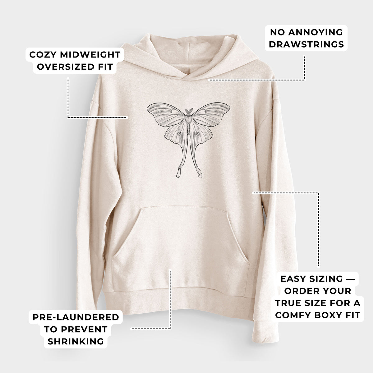 Luna Moth - Actias luna  - Bodega Midweight Hoodie