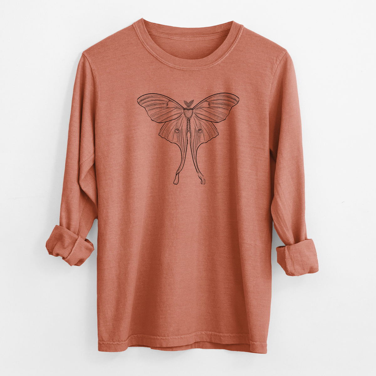 Luna Moth - Actias luna - Men&#39;s Heavyweight 100% Cotton Long Sleeve