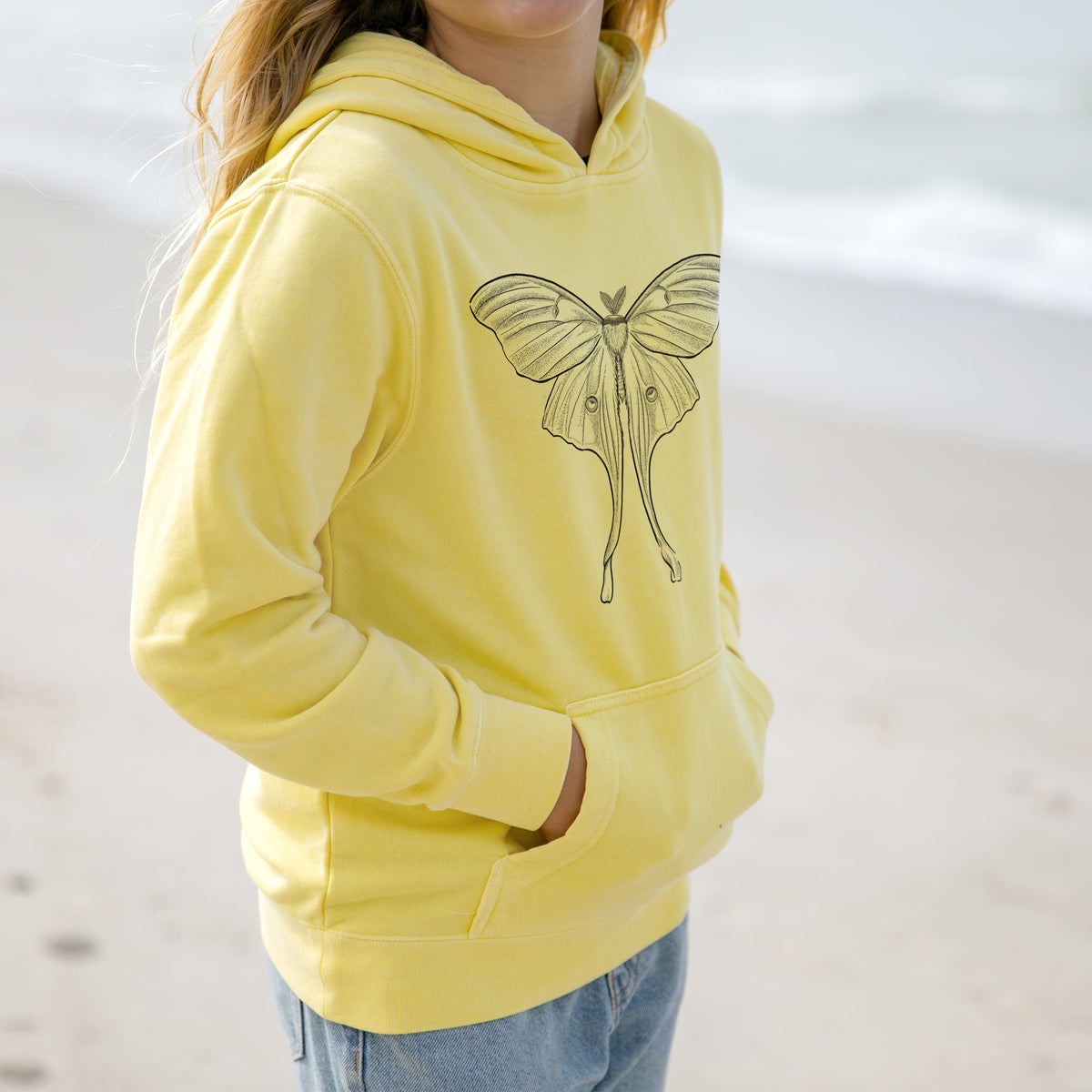 Luna Moth - Actias luna - Youth Pigment Dyed Hoodie