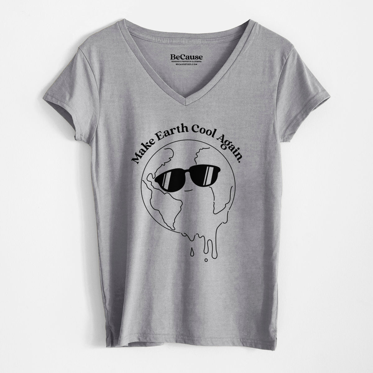 Make Earth Cool Again - Melted Planet - Women&#39;s 100% Recycled V-neck