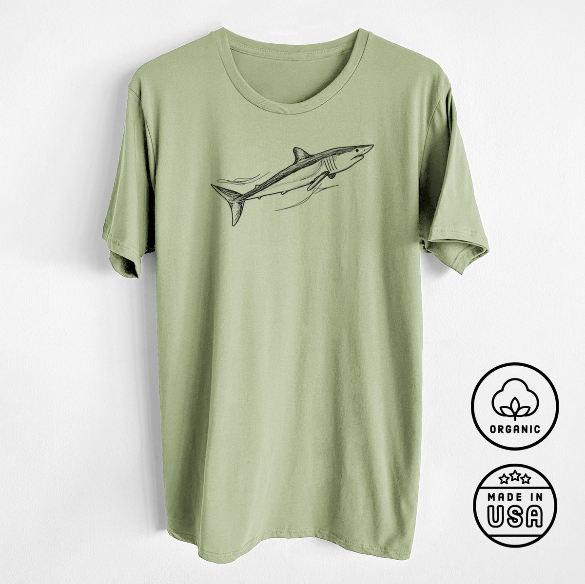 CLOSEOUT - Mako Shark - Unisex Crewneck - Made in USA - 100% Organic Cotton