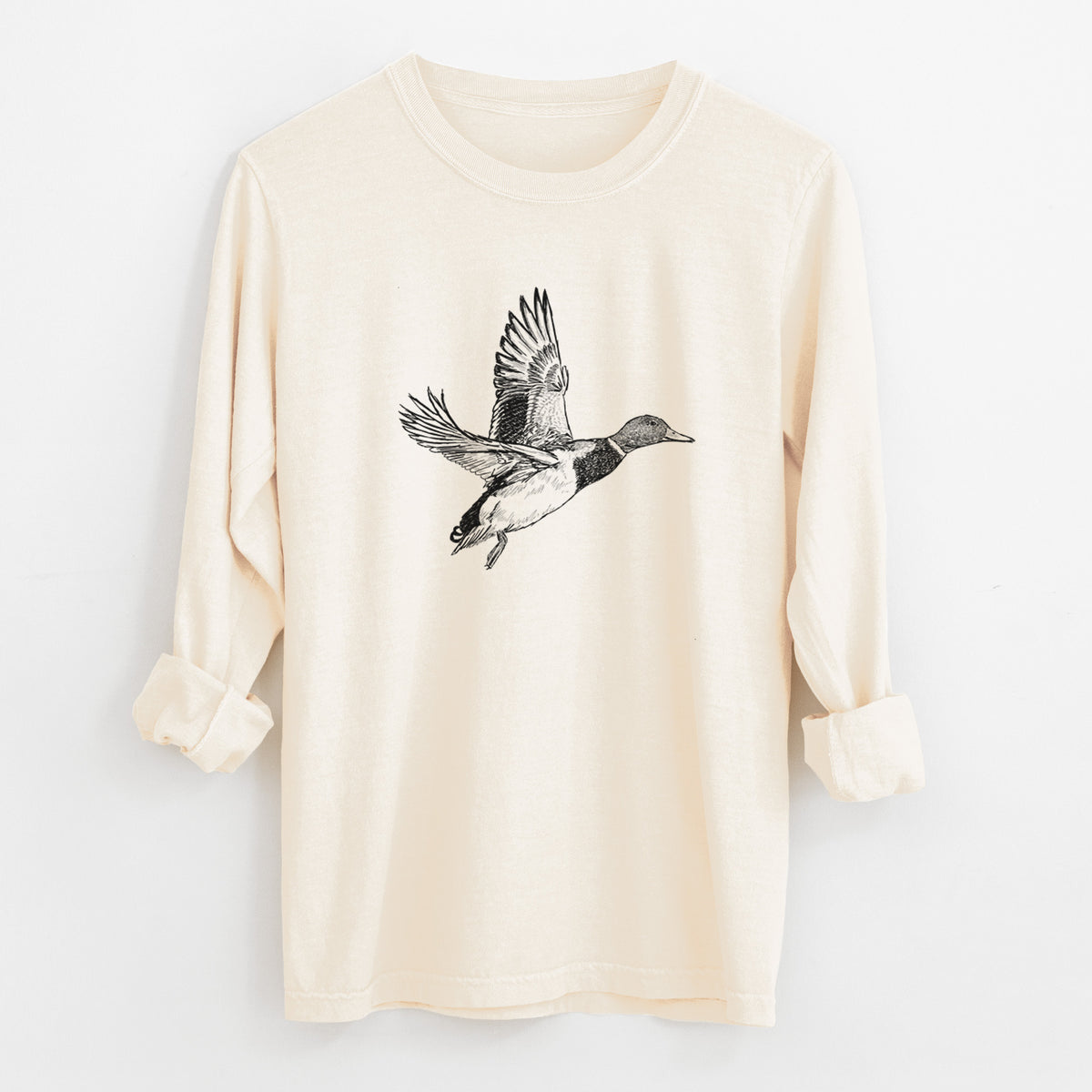 Male Mallard Duck - Anas platyrhynchos - Unisex Comfort Colors 100% Cotton Long Sleeve