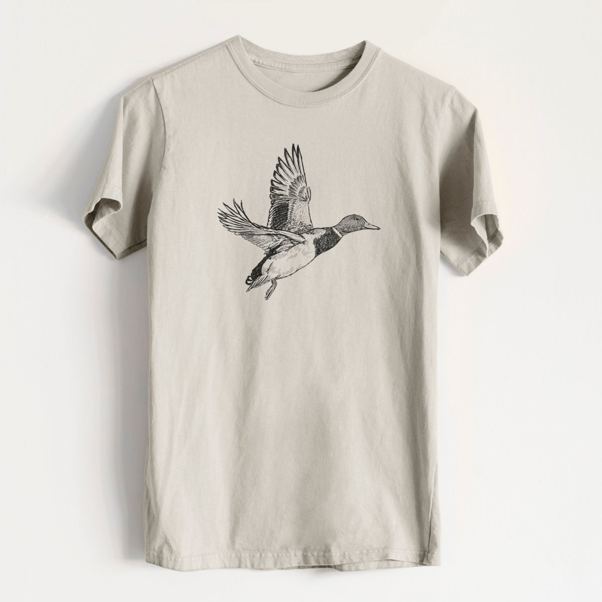 Male Mallard Duck - Anas platyrhynchos - Heavyweight Men&#39;s 100% Organic Cotton Tee