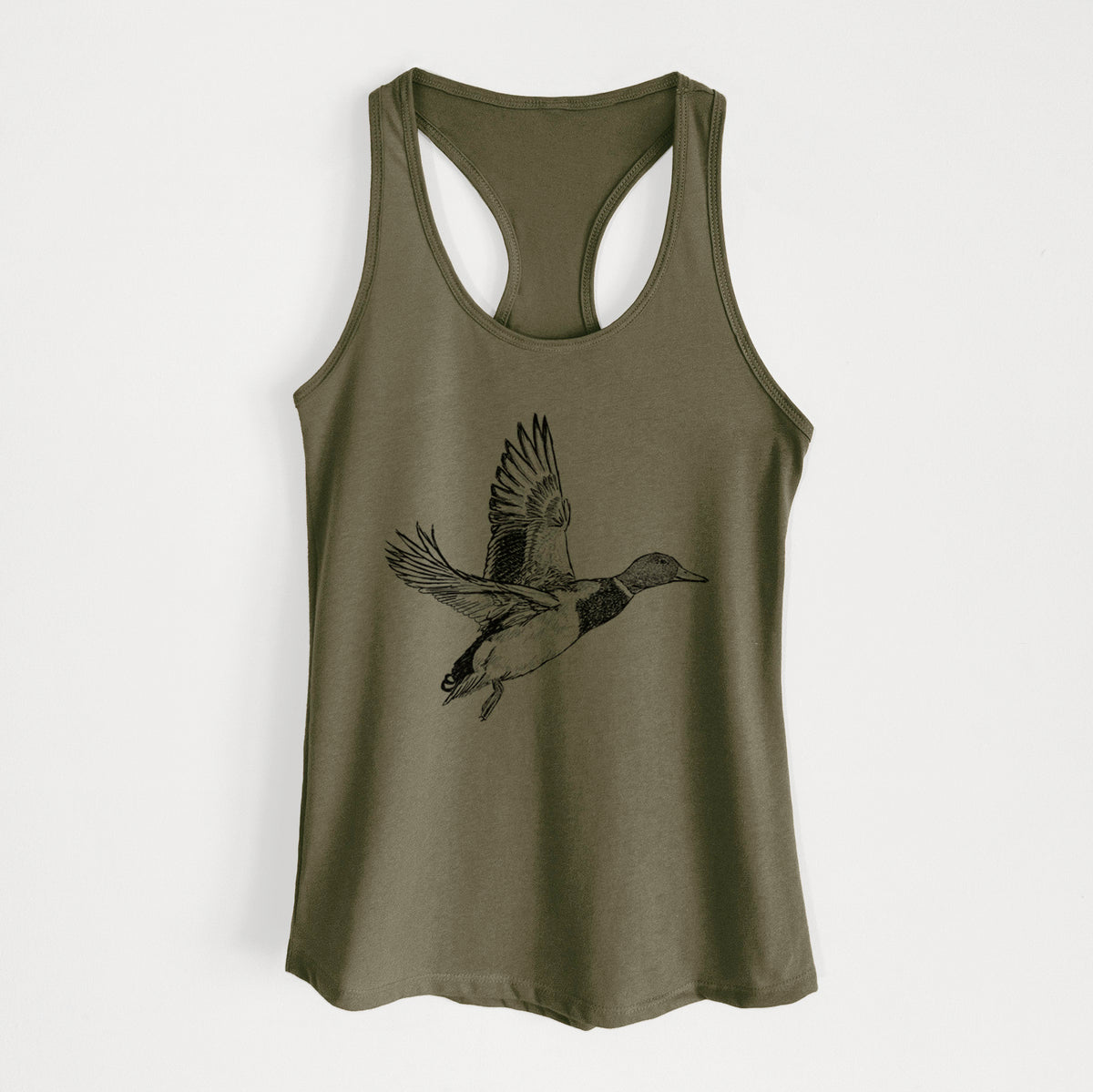 Male Mallard Duck - Anas platyrhynchos - Women&#39;s Racerback Tanktop