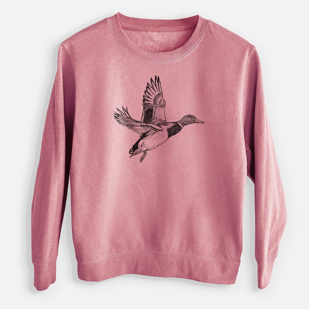 Male Mallard Duck - Anas platyrhynchos - Youth Lightweight Crewneck Sweatshirt