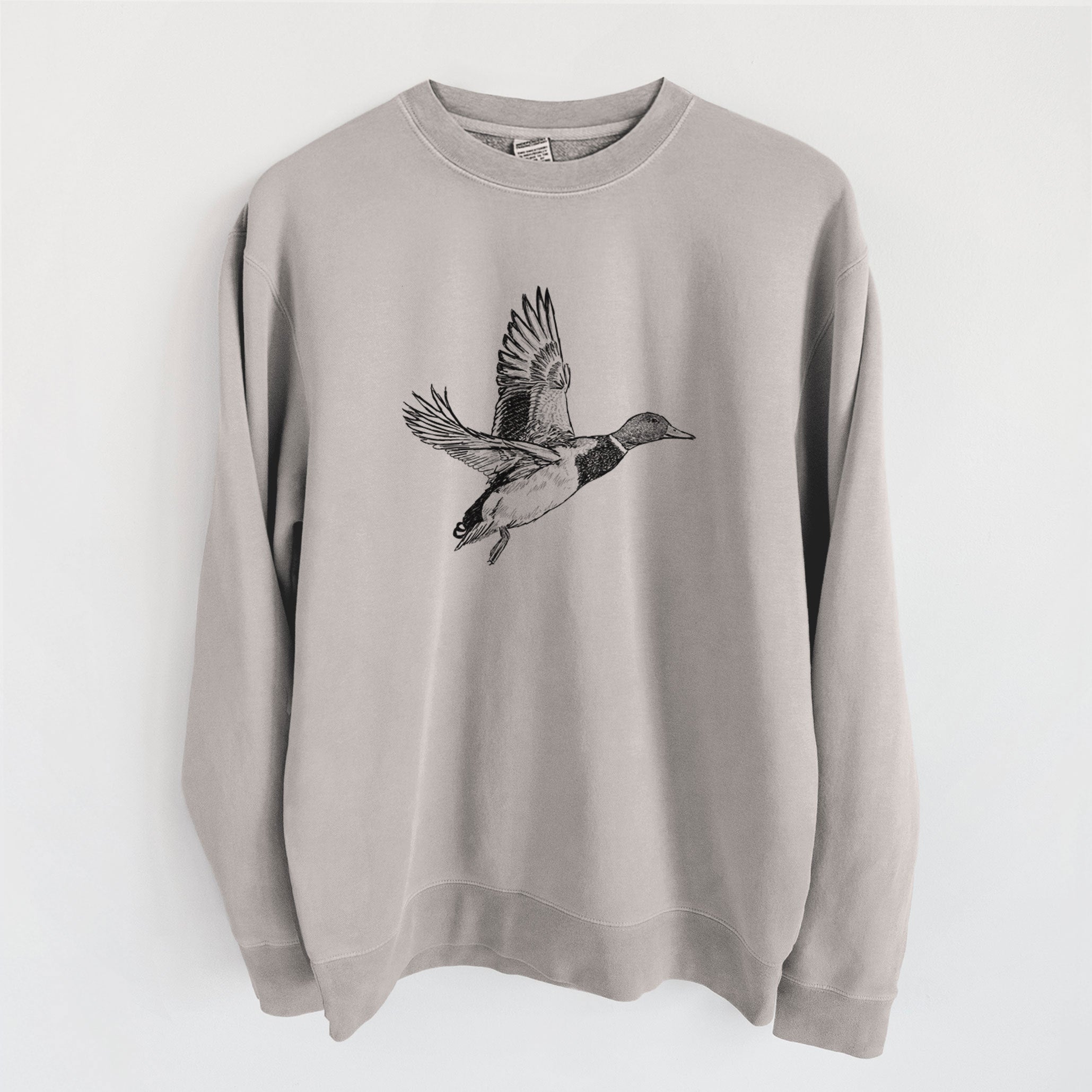 Male Mallard Duck - Anas platyrhynchos - Unisex Pigment Dyed Crew Sweatshirt
