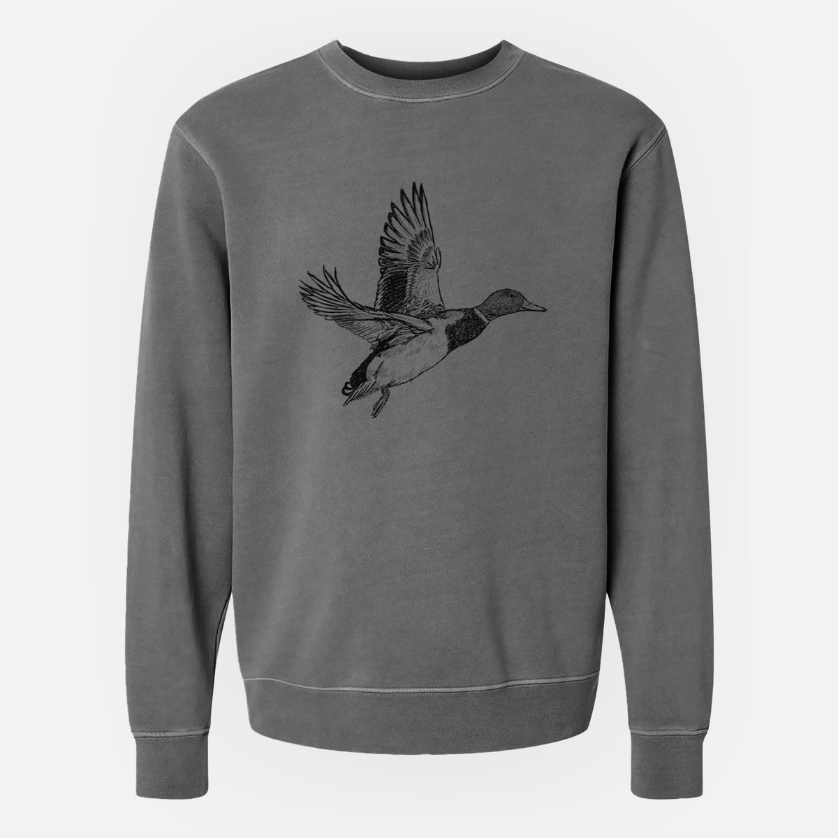 Male Mallard Duck - Anas platyrhynchos - Unisex Pigment Dyed Crew Sweatshirt