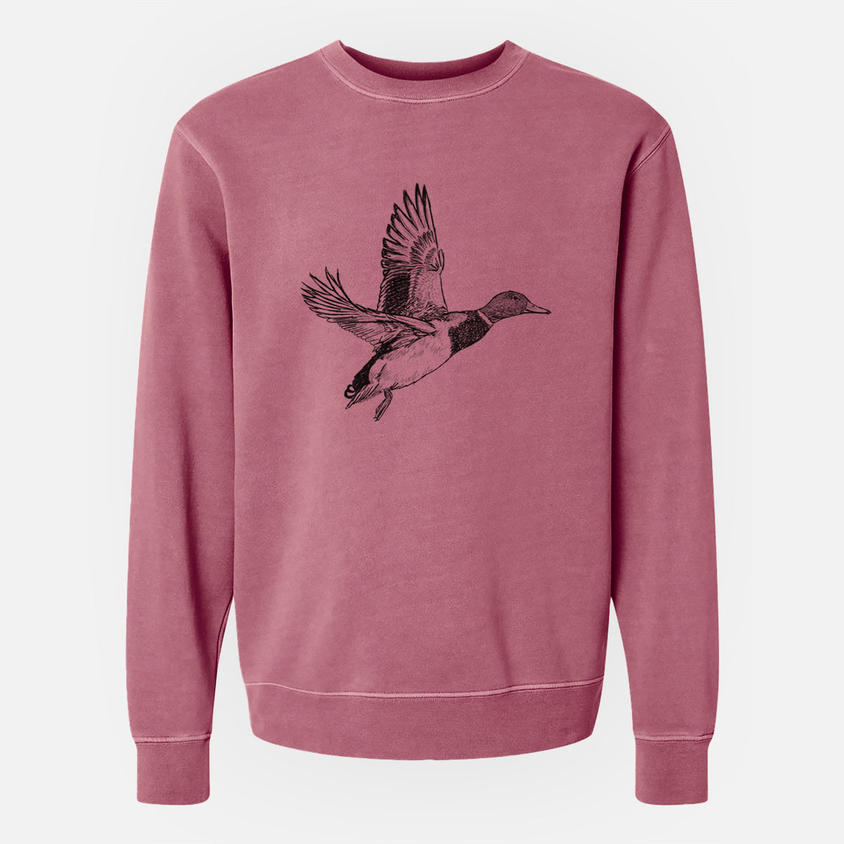 Male Mallard Duck - Anas platyrhynchos - Unisex Pigment Dyed Crew Sweatshirt