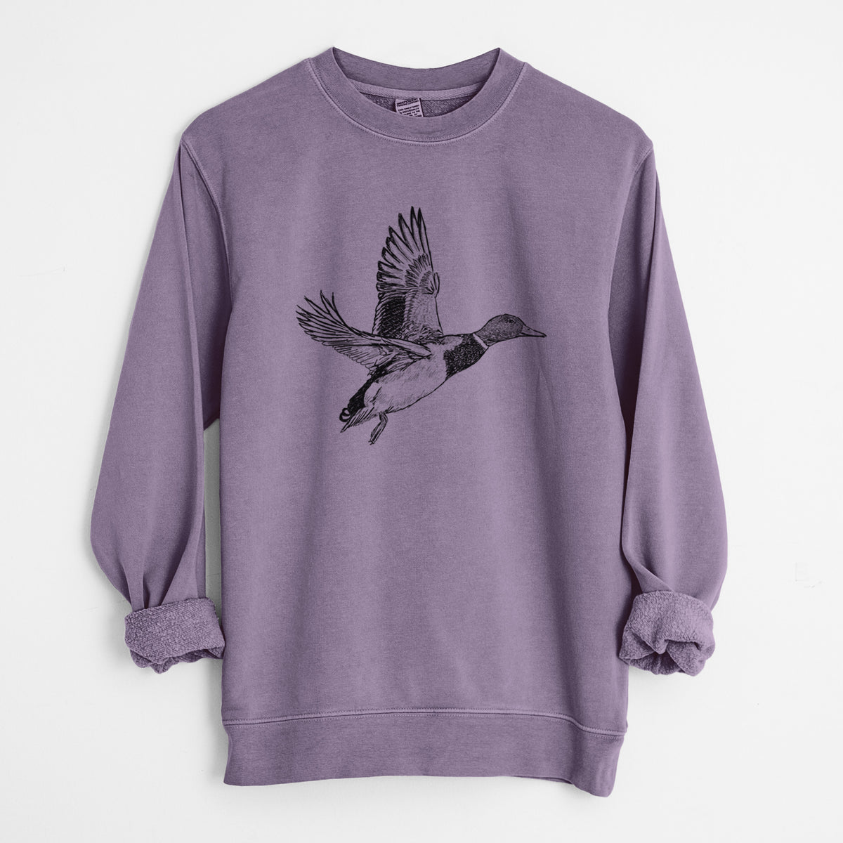 Male Mallard Duck - Anas platyrhynchos - Unisex Pigment Dyed Crew Sweatshirt