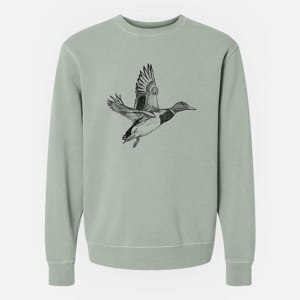 Male Mallard Duck - Anas platyrhynchos - Unisex Pigment Dyed Crew Sweatshirt