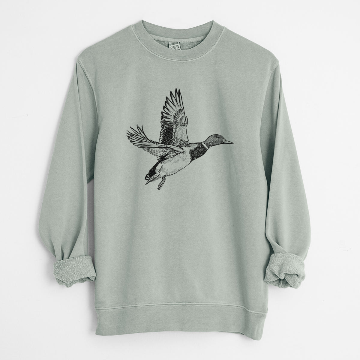 Male Mallard Duck - Anas platyrhynchos - Unisex Pigment Dyed Crew Sweatshirt