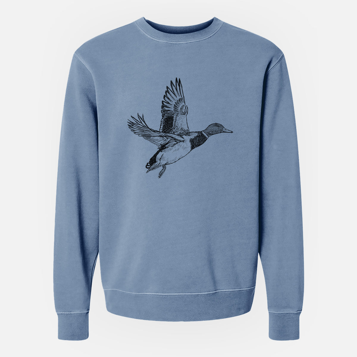 Male Mallard Duck - Anas platyrhynchos - Unisex Pigment Dyed Crew Sweatshirt