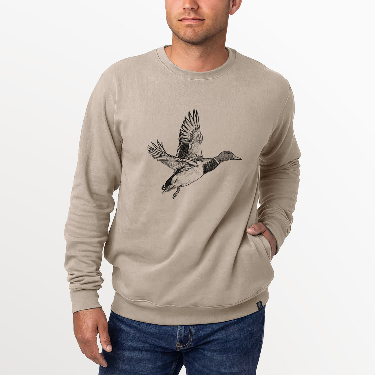 Male Mallard Duck - Anas platyrhynchos  - Unisex Reclaimed Crewneck Sweatshirt