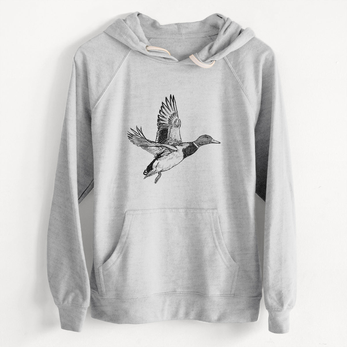 Male Mallard Duck - Anas platyrhynchos  - Unisex Slim Fit Loopback Terry Hoodie