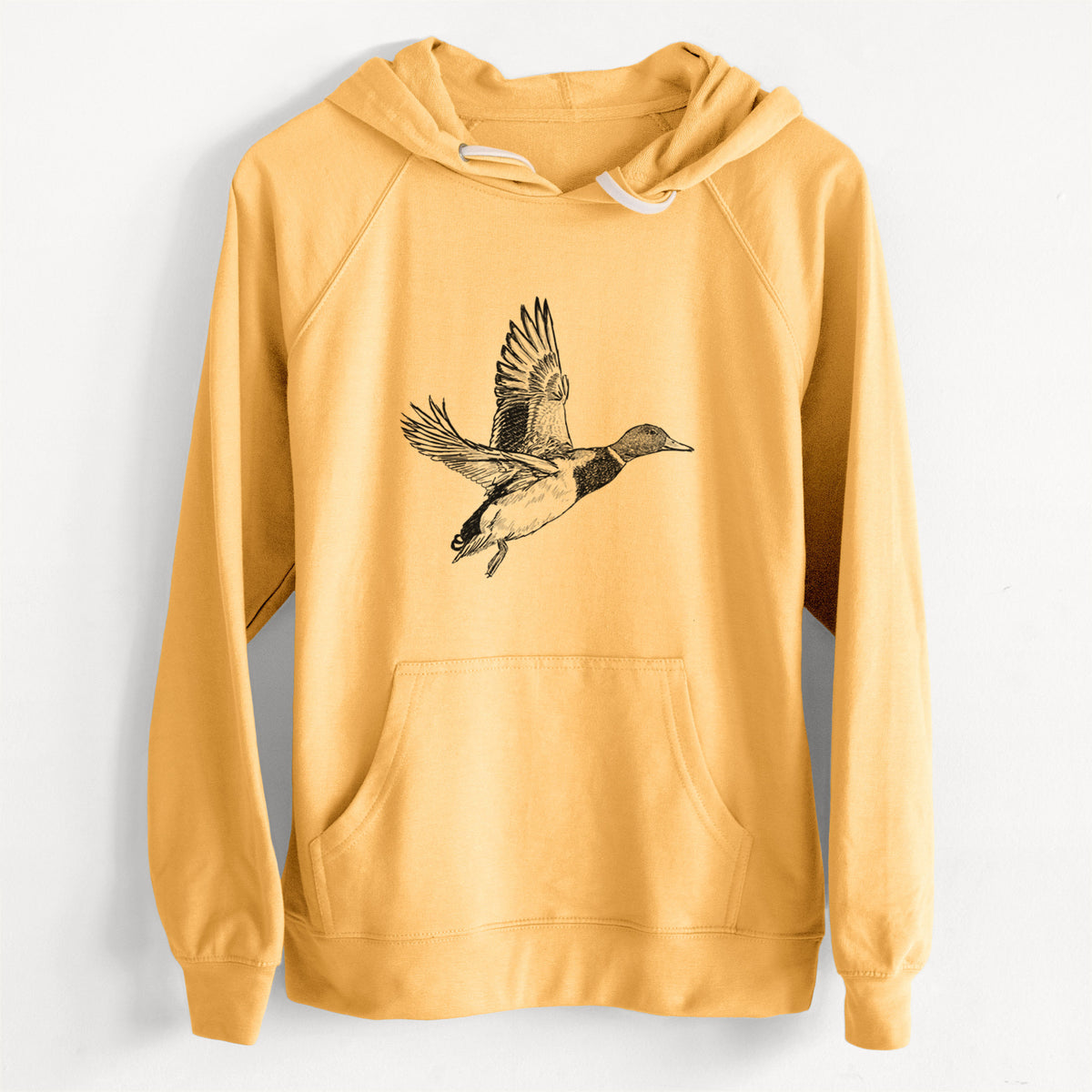 Male Mallard Duck - Anas platyrhynchos  - Unisex Slim Fit Loopback Terry Hoodie