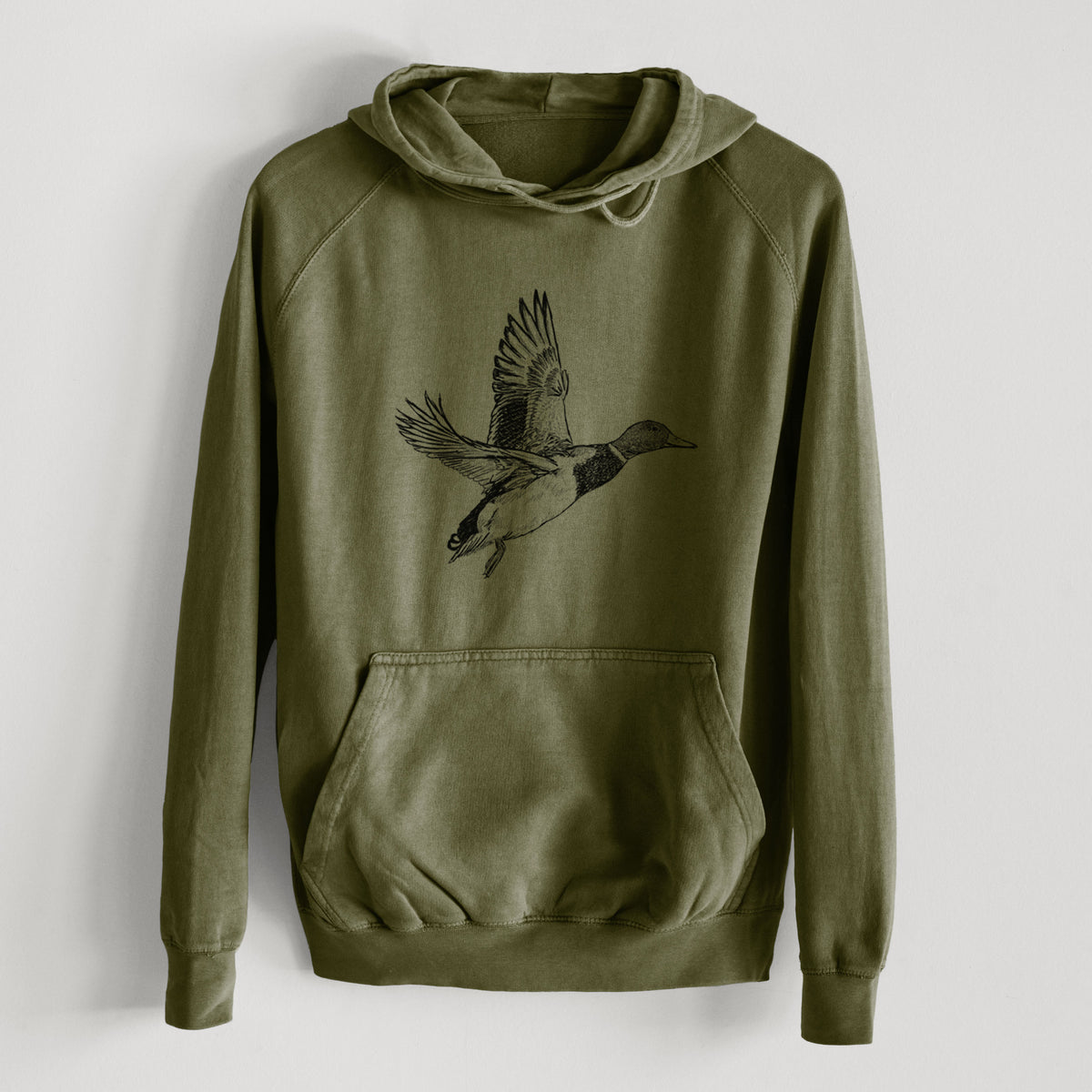 Male Mallard Duck - Anas platyrhynchos  - Mid-Weight Unisex Vintage 100% Cotton Hoodie