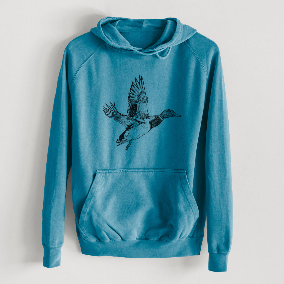 Male Mallard Duck - Anas platyrhynchos  - Mid-Weight Unisex Vintage 100% Cotton Hoodie