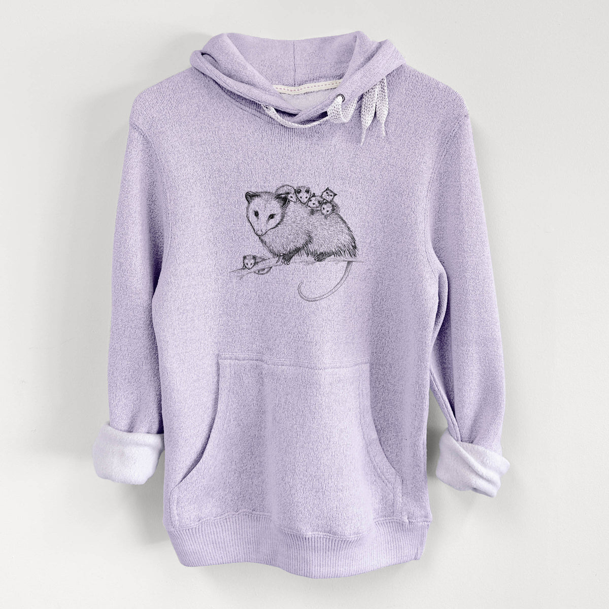 Mama Opossum with Babies - Knit Hoodie