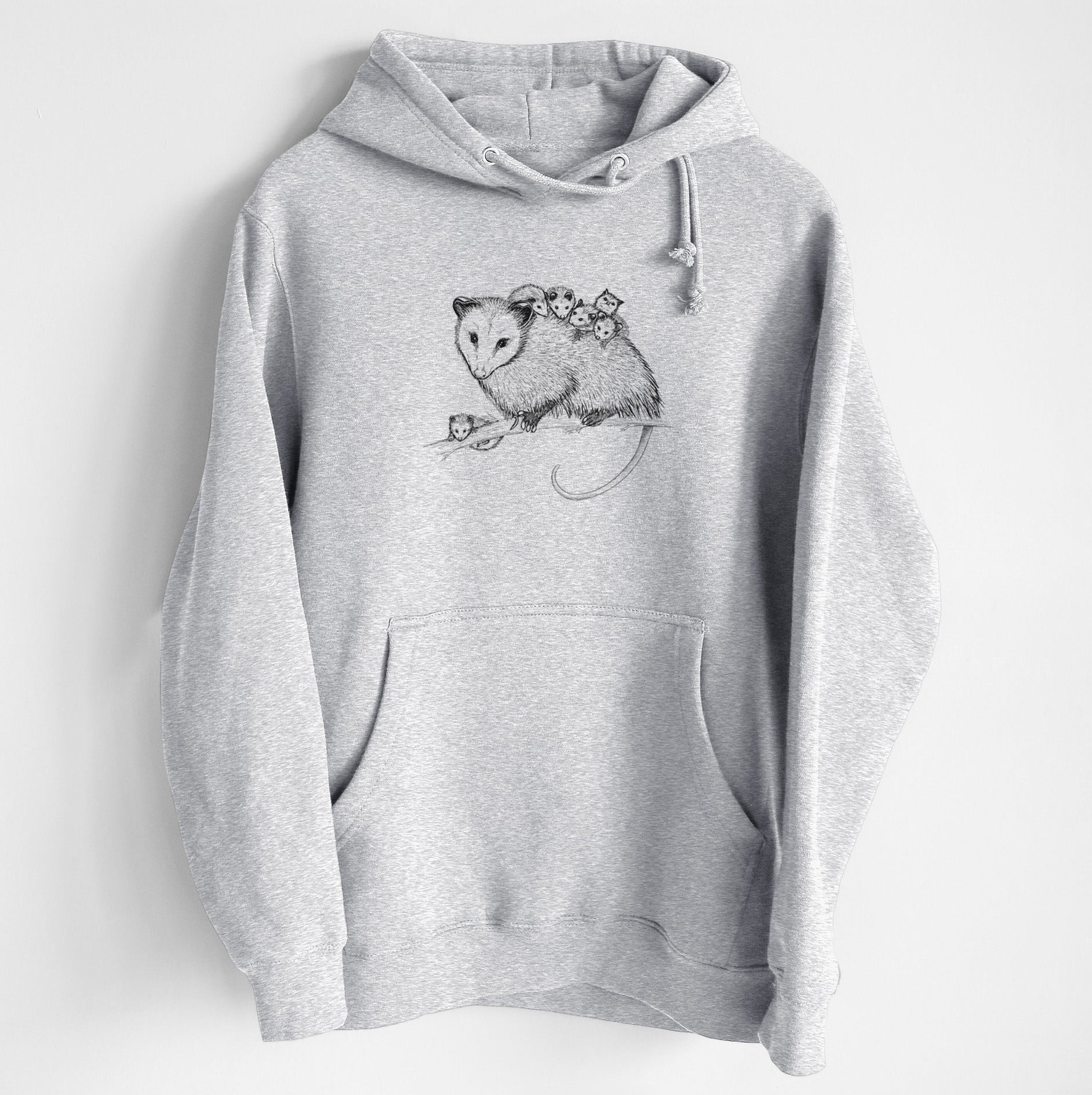 Mama Opossum with Babies - Heavyweight Fleece Hoodie