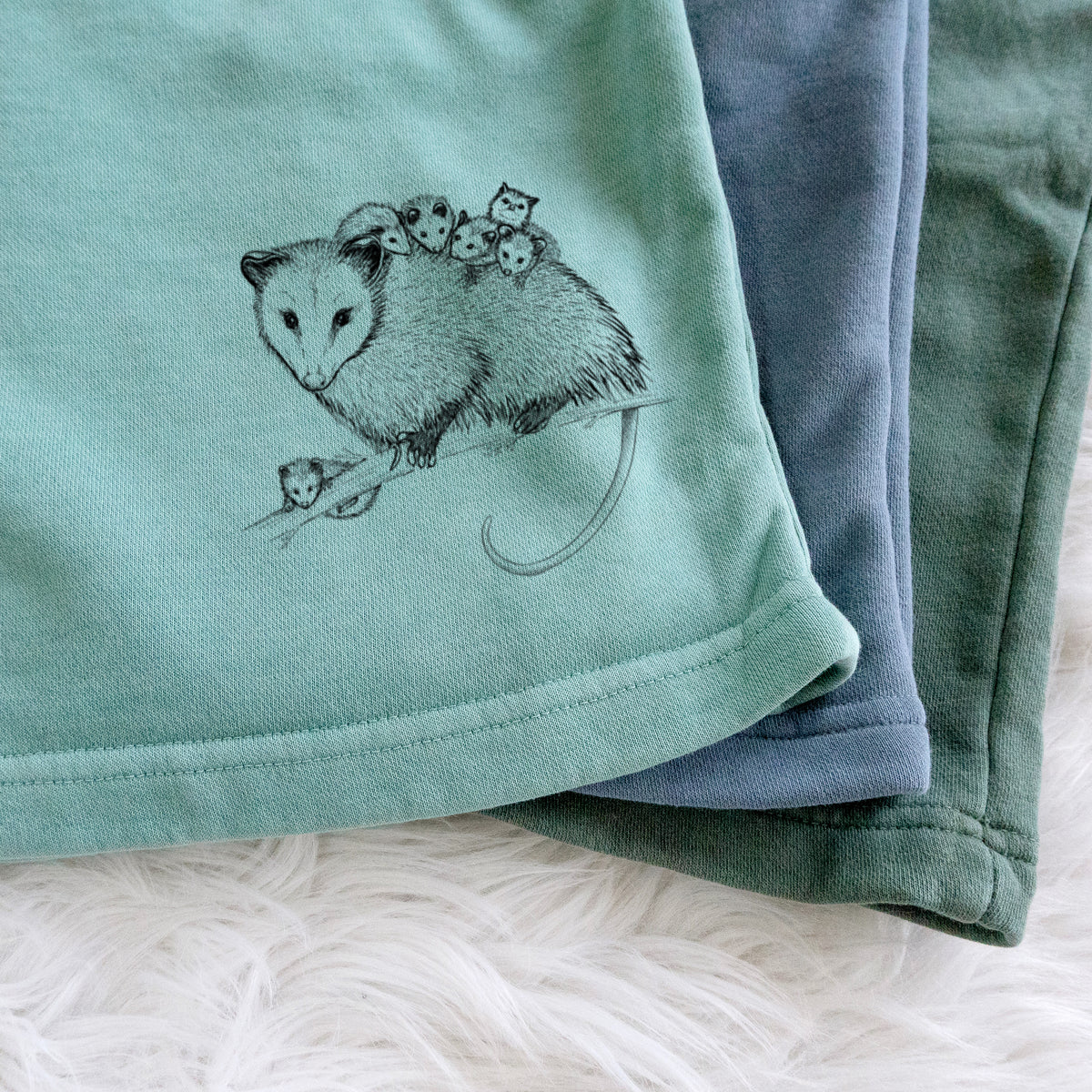 Mama Opossum with Babies - Unisex Pigment Dyed Shorts