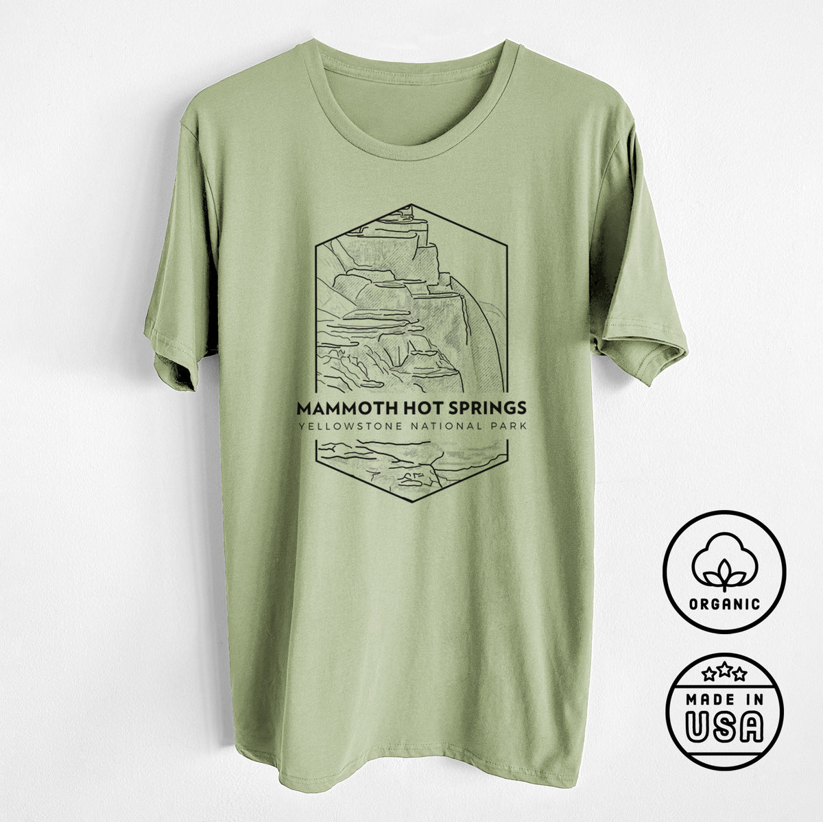 CLOSEOUT - Mammoth Hot Springs - Yellowstone National Park - Unisex Crewneck - Made in USA - 100% Organic Cotton